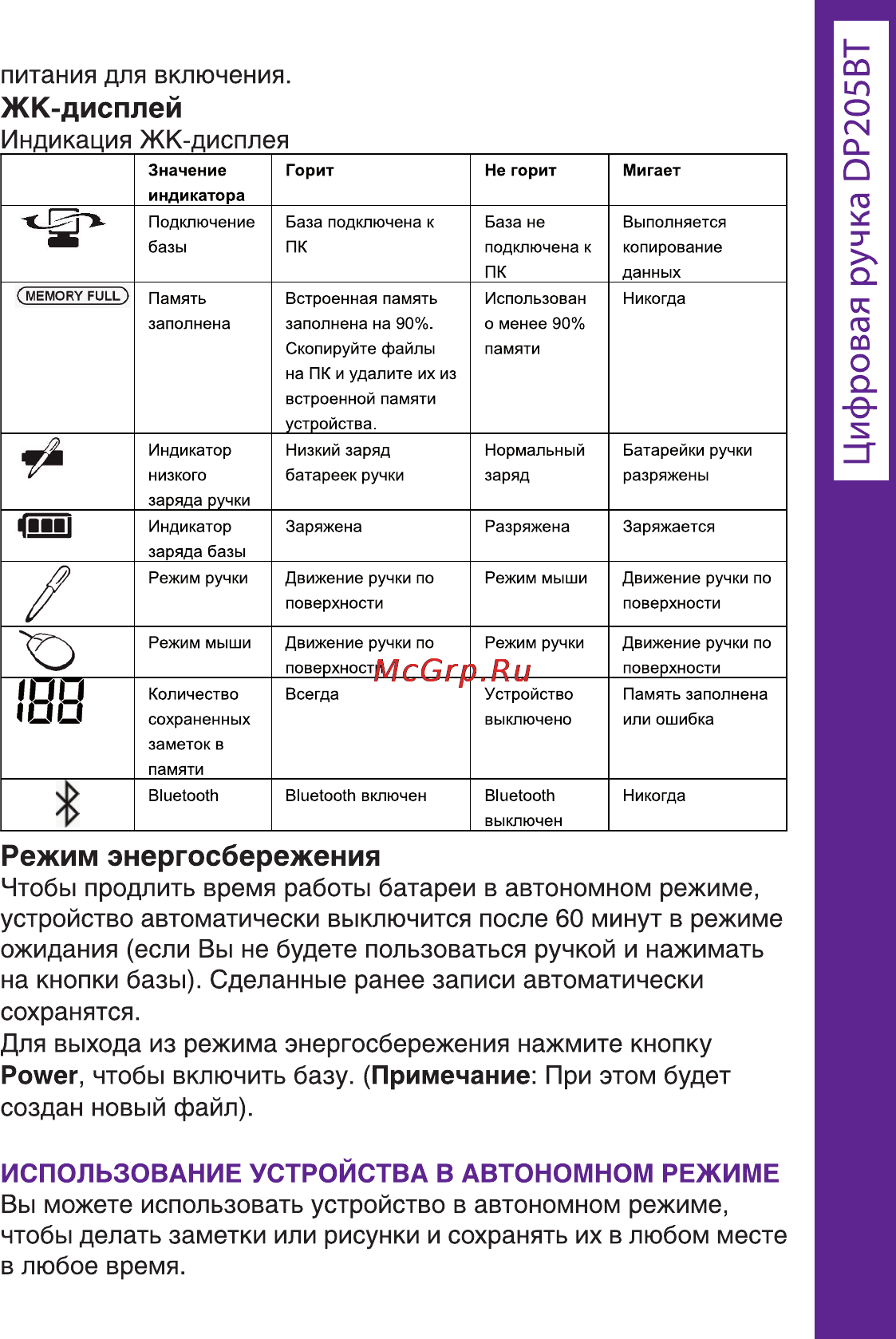 Ritmix DP-205 BT [9/72] Режим энергосбережения