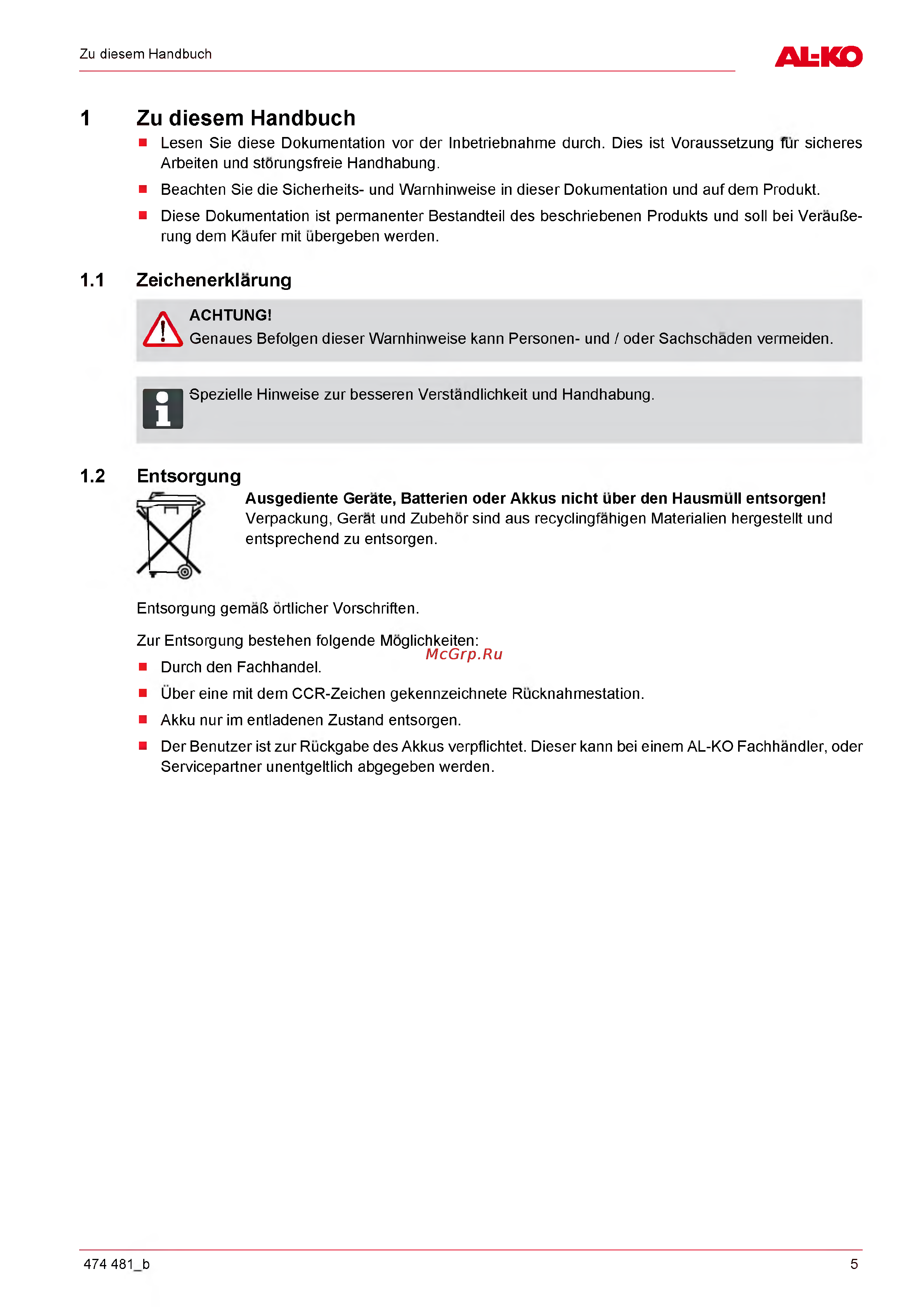 Al-Ko Robolinho 3000 [5/88] Zu diesem handbuch