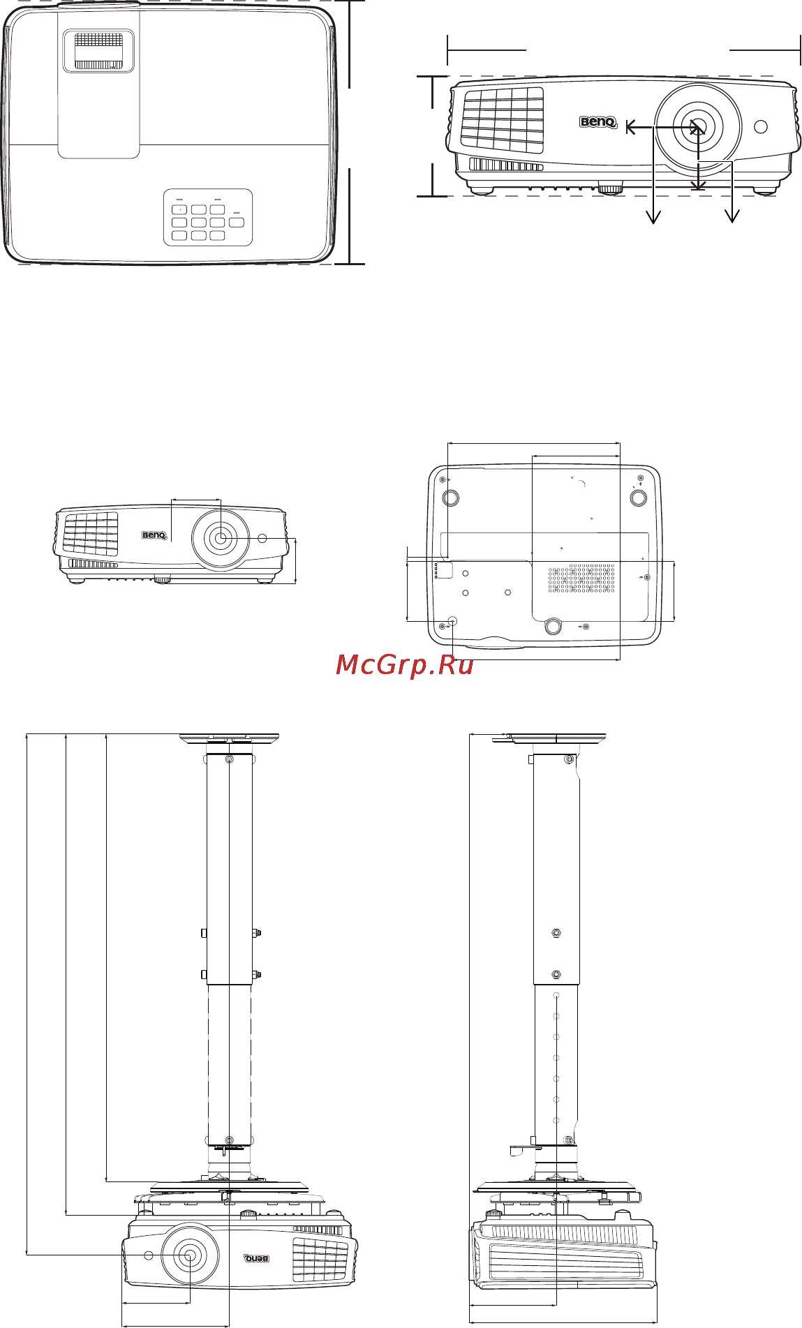 Benq MS504 [55/58] Габаритные размеры