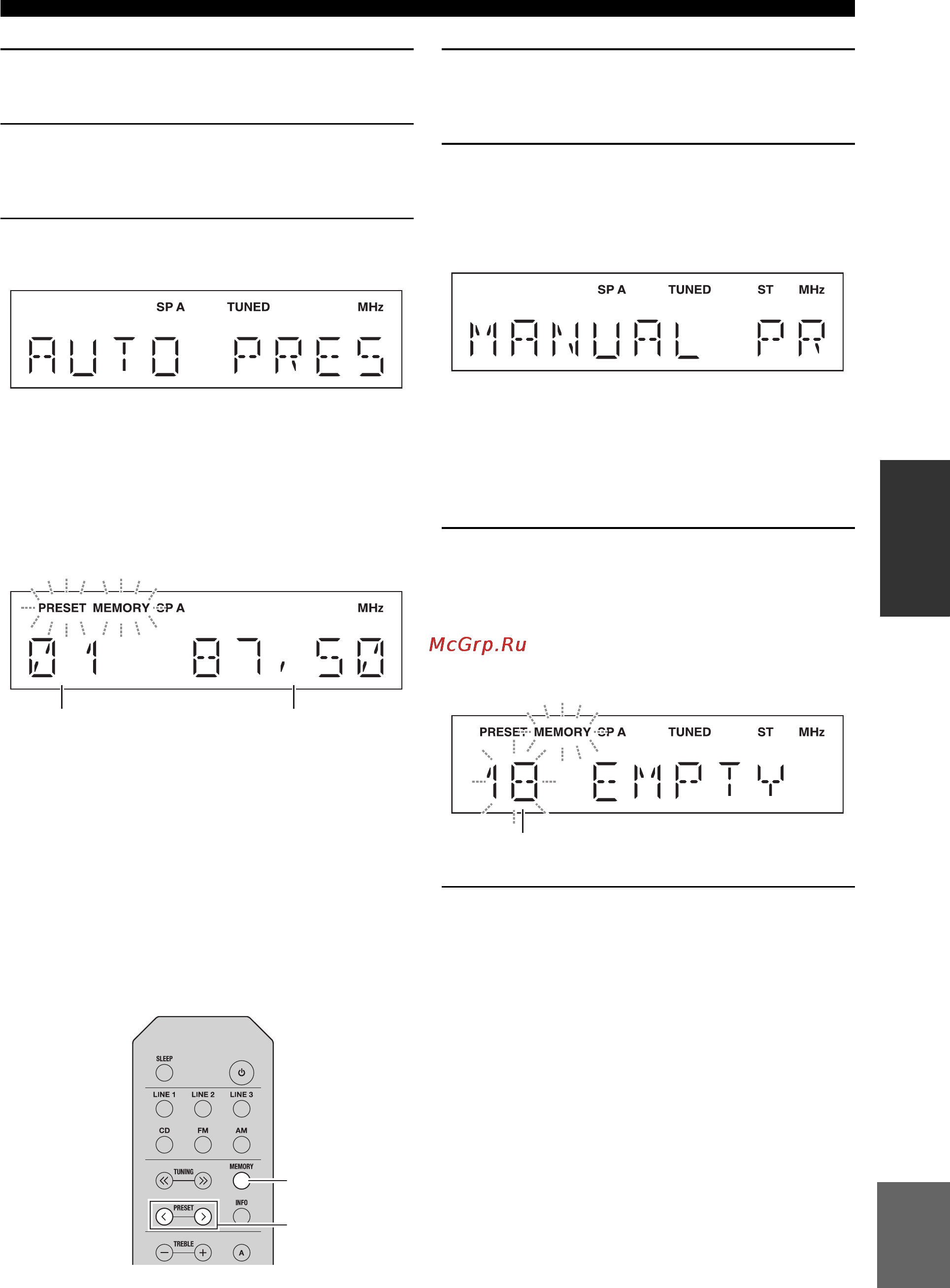Yamaha R-S201 Silver [137/193] Presintonización manual de emisoras