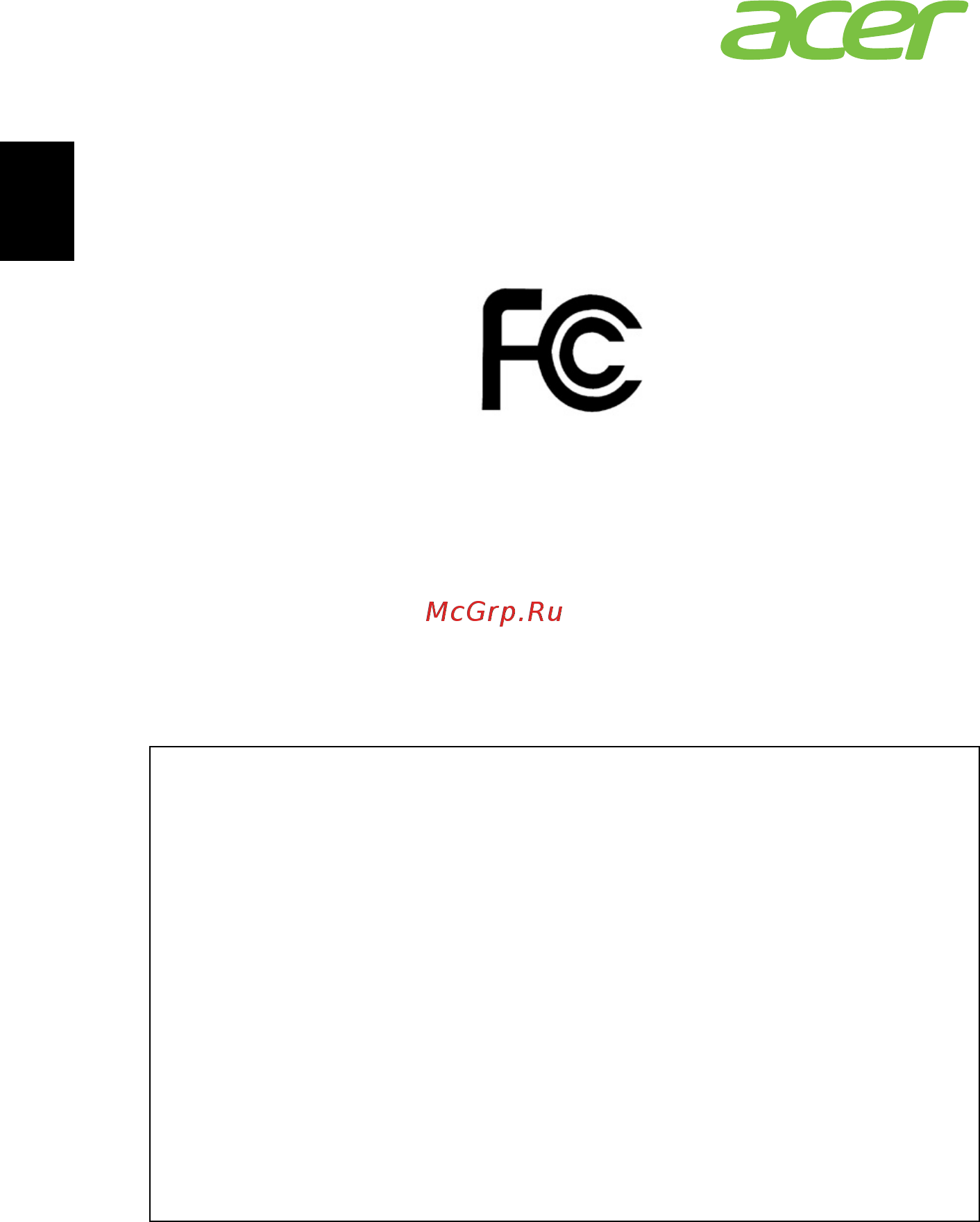 Acer Aspire MC605  DT.SM1ER.062 [28/30] Federal communications commission