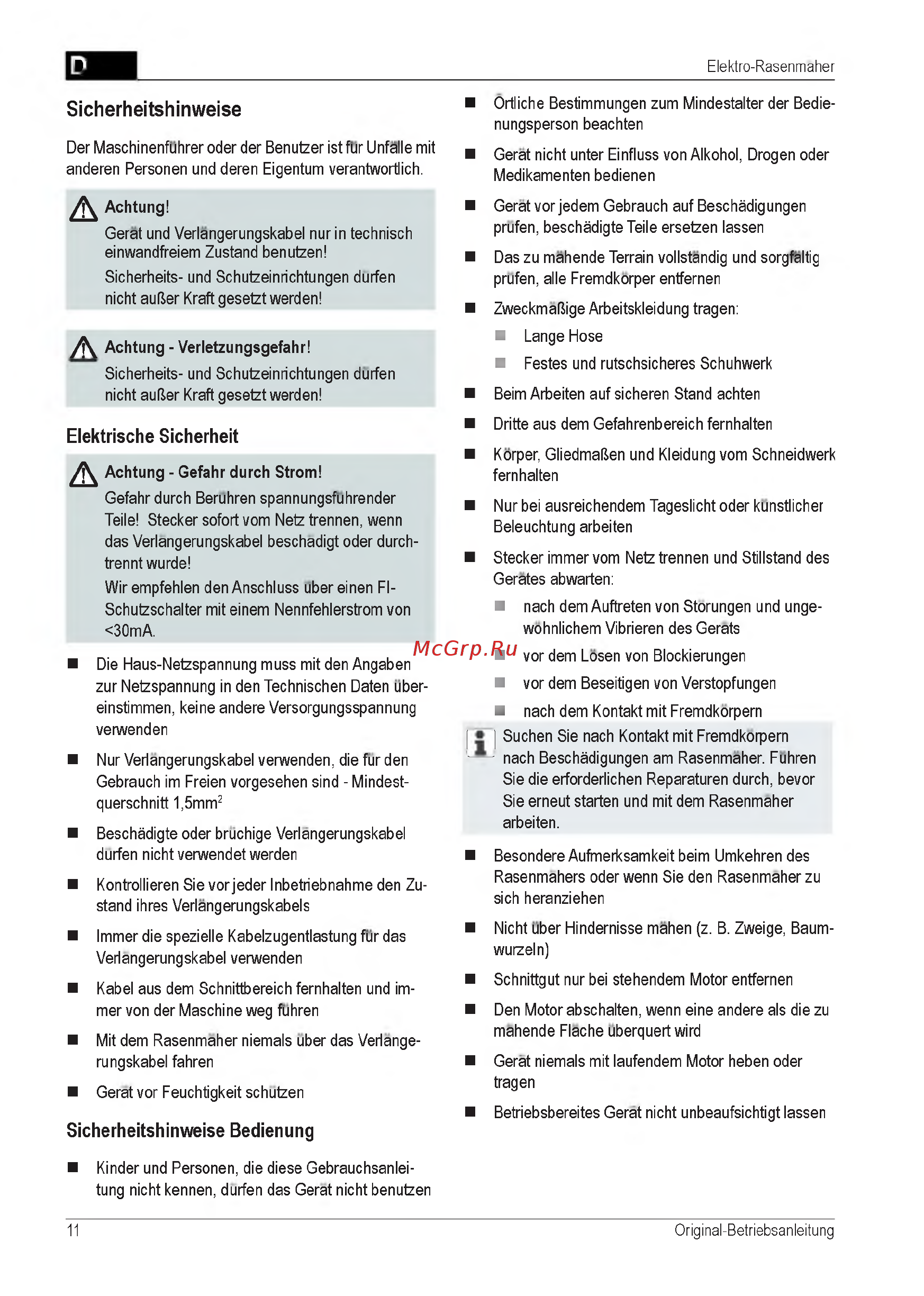 Al-Ko Classic 3.22 SE [11/212] Sicherheitshinweise