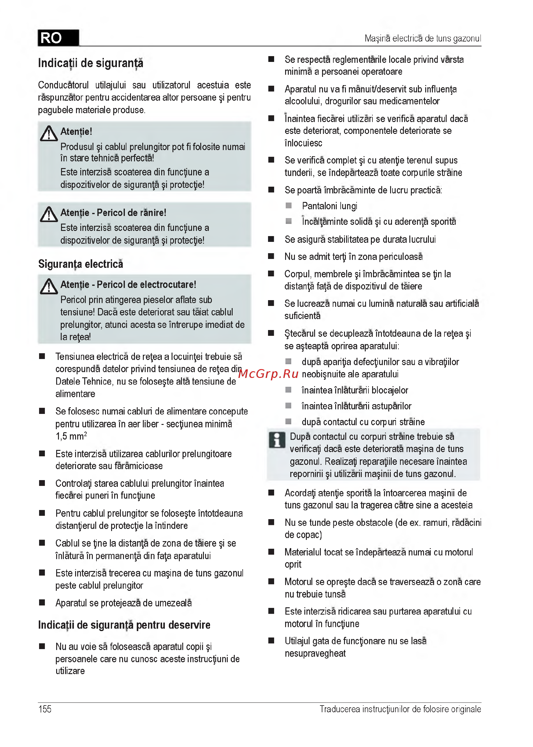 Al-Ko 3.22 SE (112805) [155/212] Indicatii de siguranta
