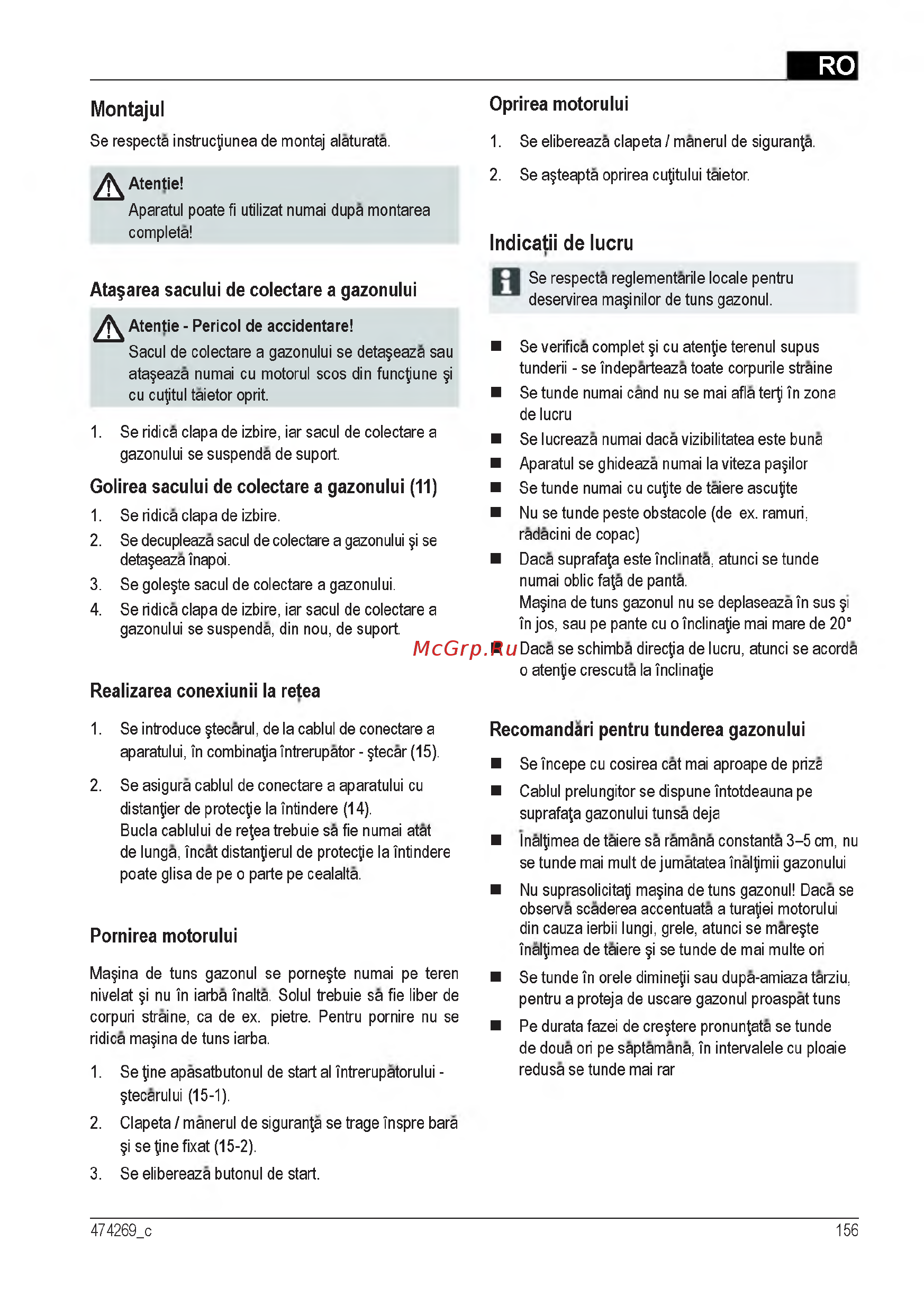 Al-Ko 3.22 SE (112805) [156/212] Indicatii de lucru