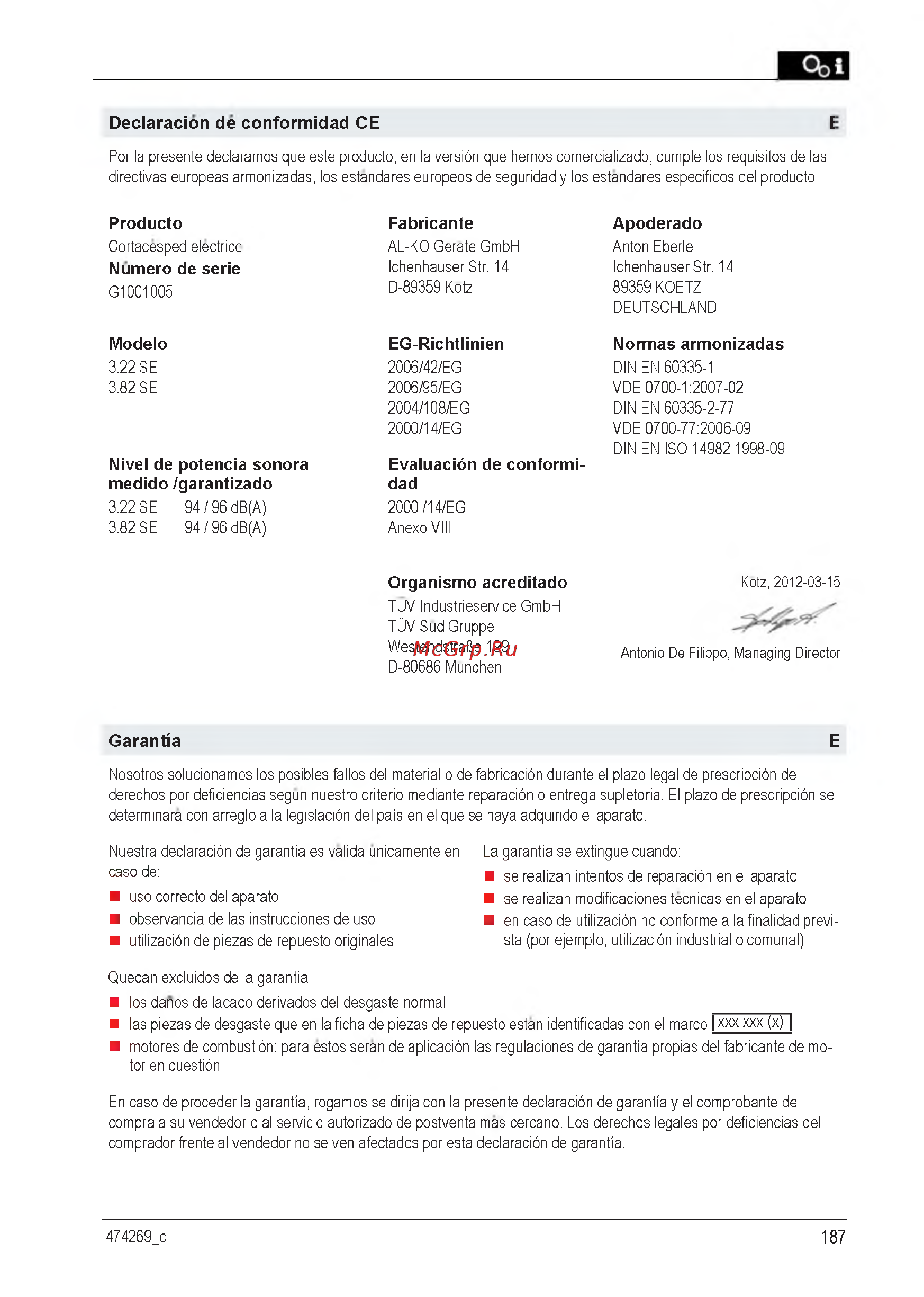 Al-Ko 3.22 SE (112805) [187/212] Apoderado