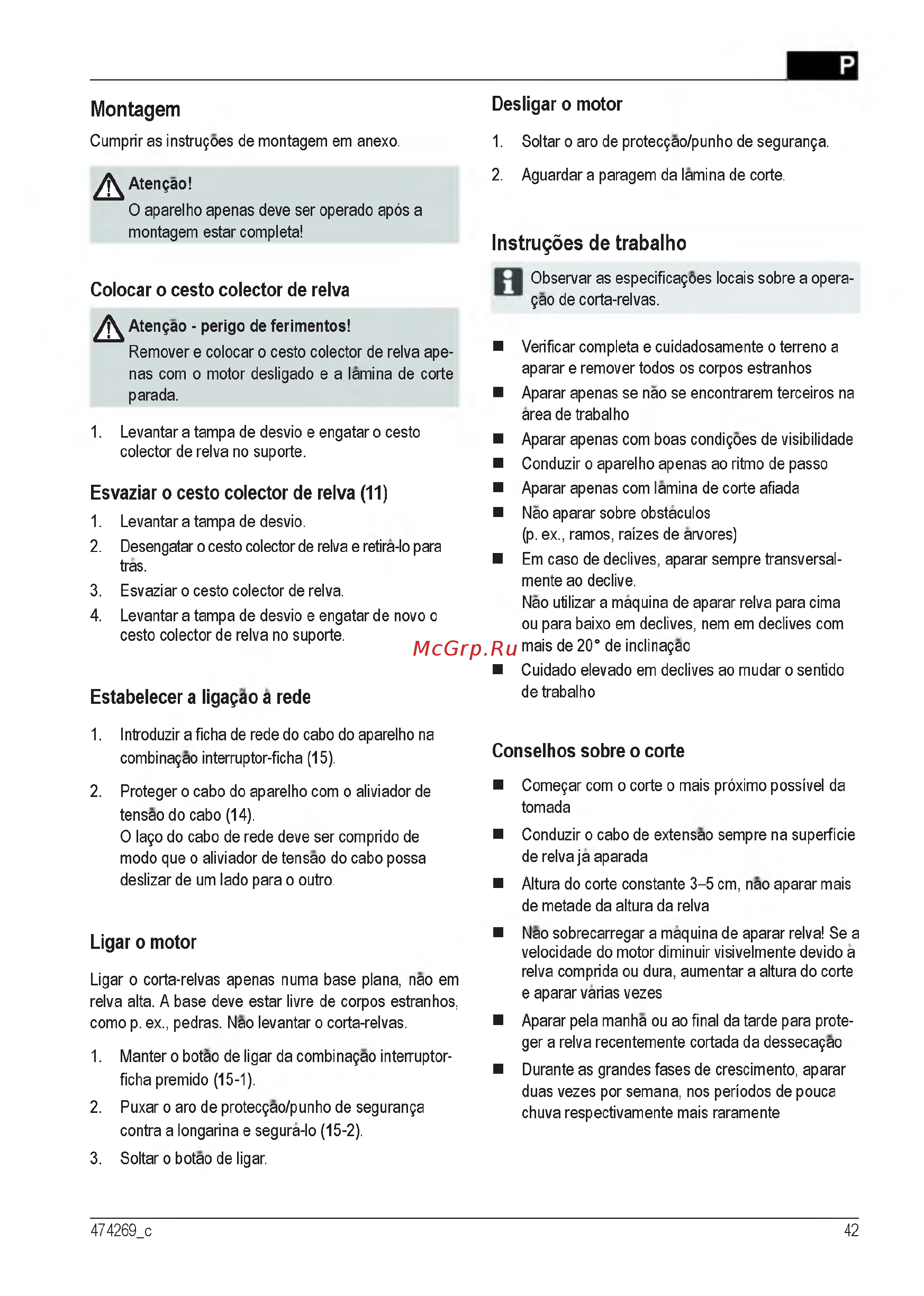 Al-Ko Classic 3.82 SE [42/212] Instrugdes de trabalho