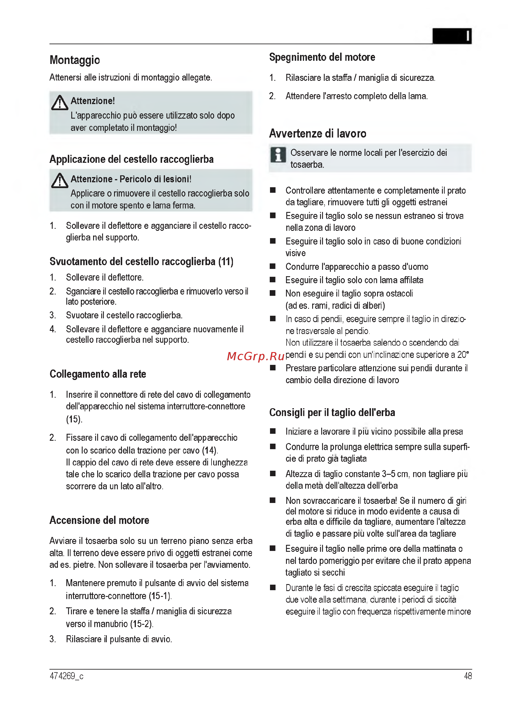 Al-Ko 112805 Classic 3.22 SE [48/212] Avvertenze di lavoro