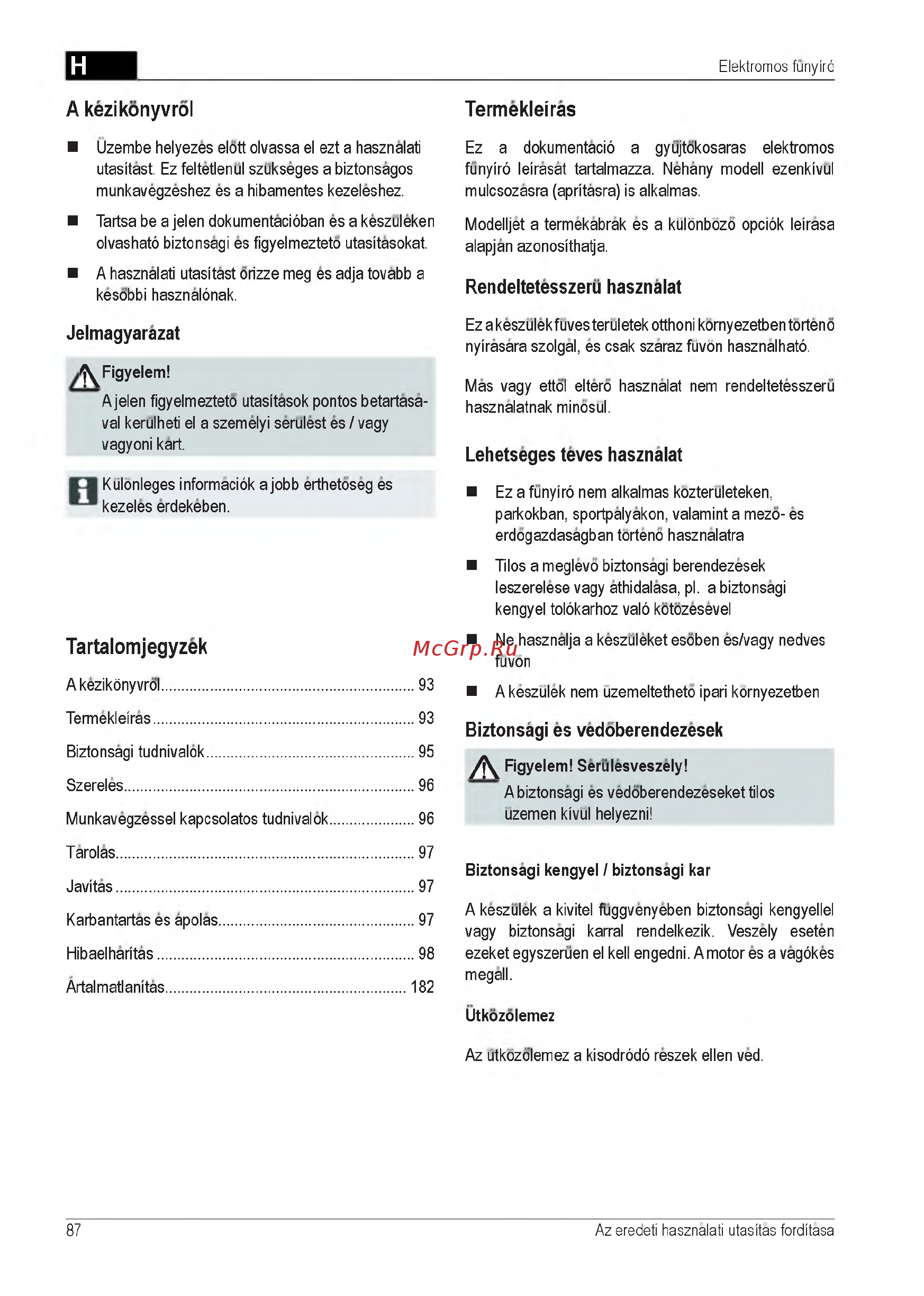 Al-Ko 3.82 SE (112856) [87/212] A kezikonyvrol