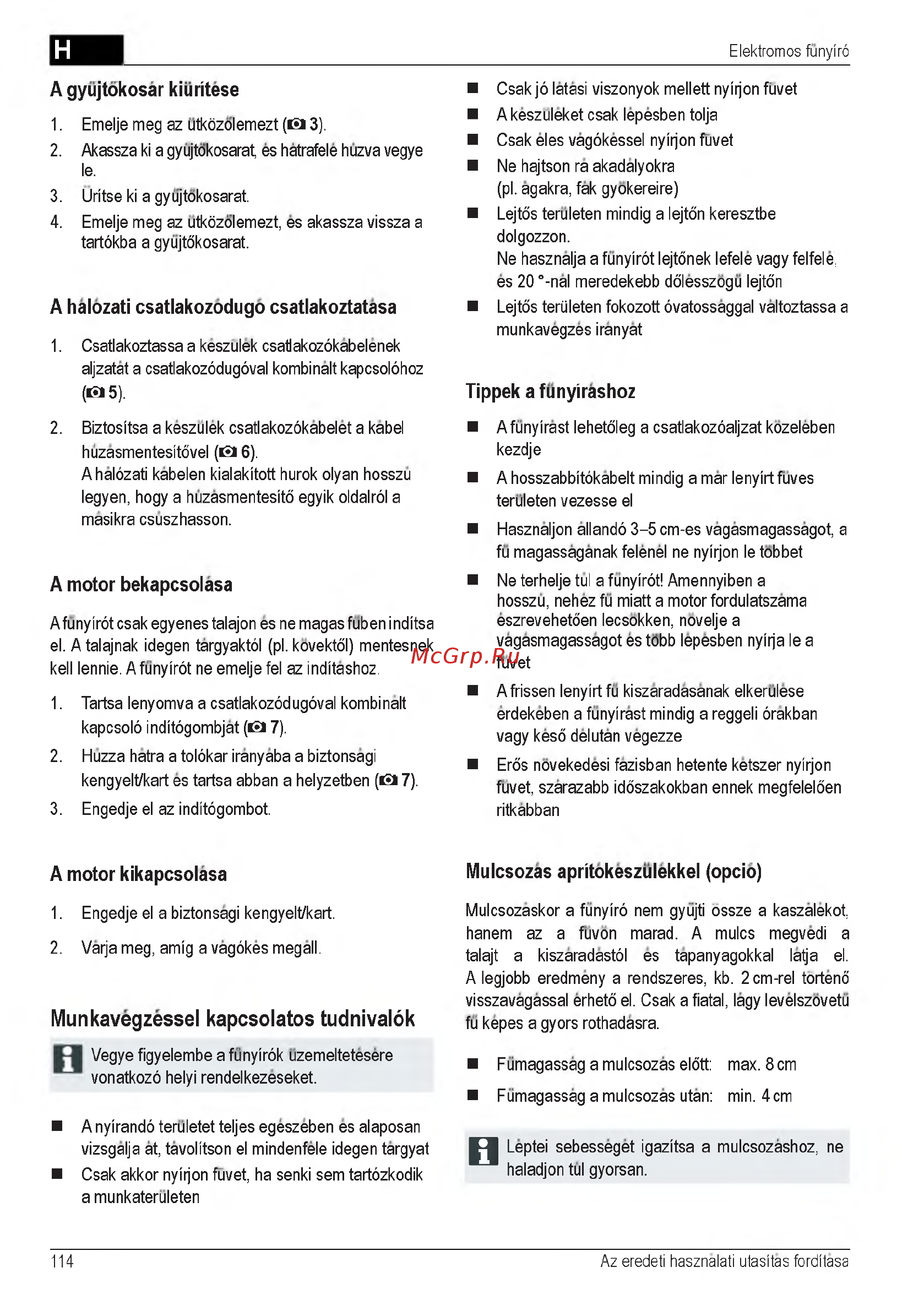 Al-Ko 40 E 112858 [114/232] Munkavegzessel kapcsolatos tudnivalok