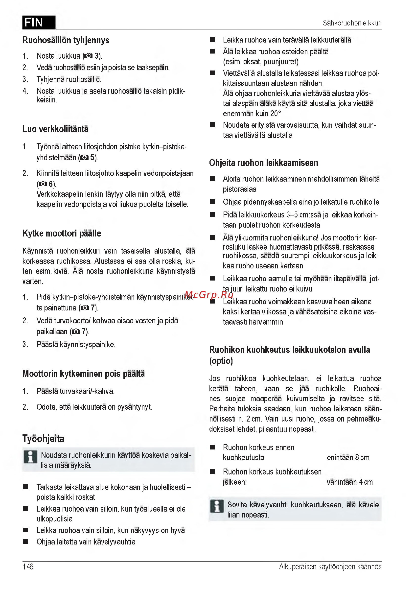 Al-Ko 40 E 112858 [146/232] Tyoohjeita