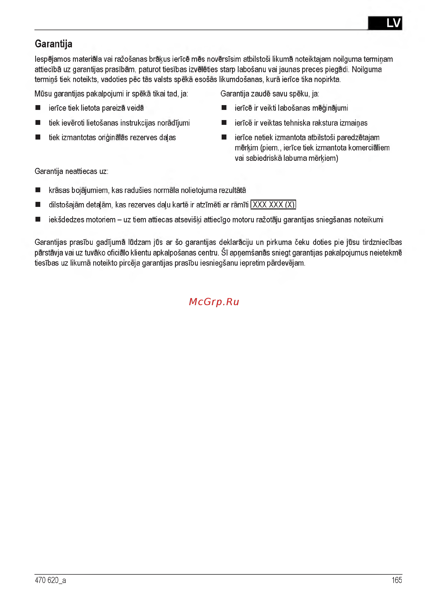Al-Ko 40 E 112858 [165/232] Garantija
