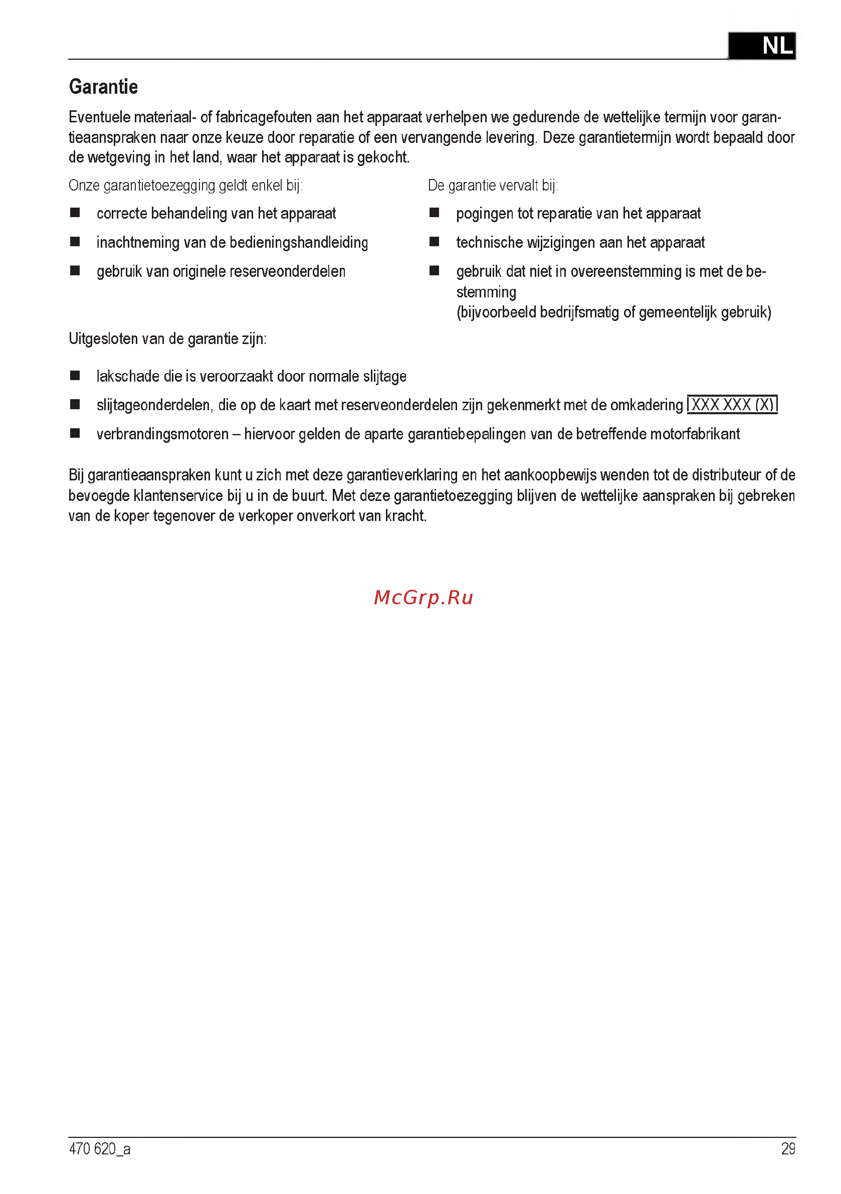 Al-Ko 40 E 112858 [29/232] Garantie