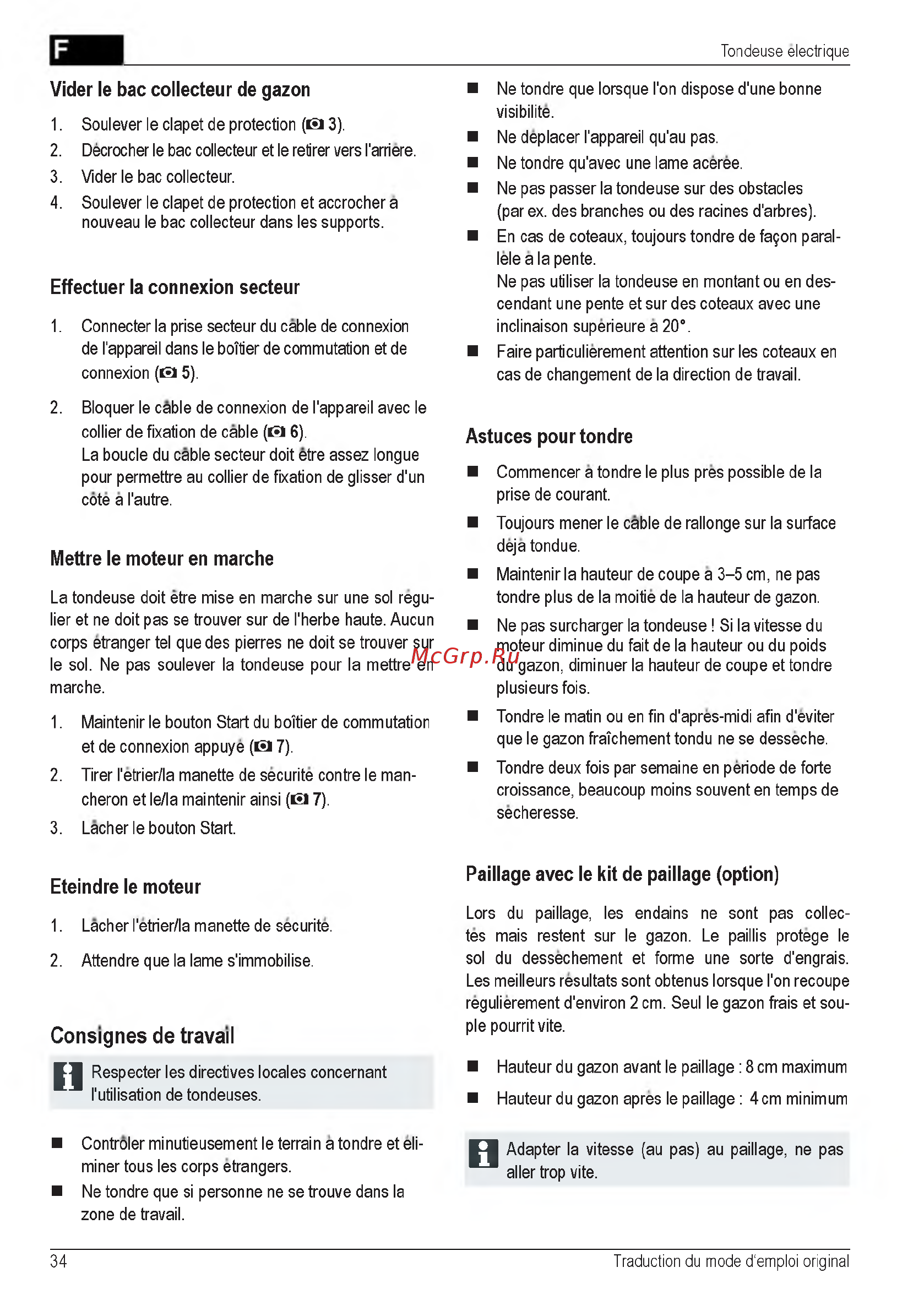 Al-Ko Comfort 40 E [34/232] Consignes de travail