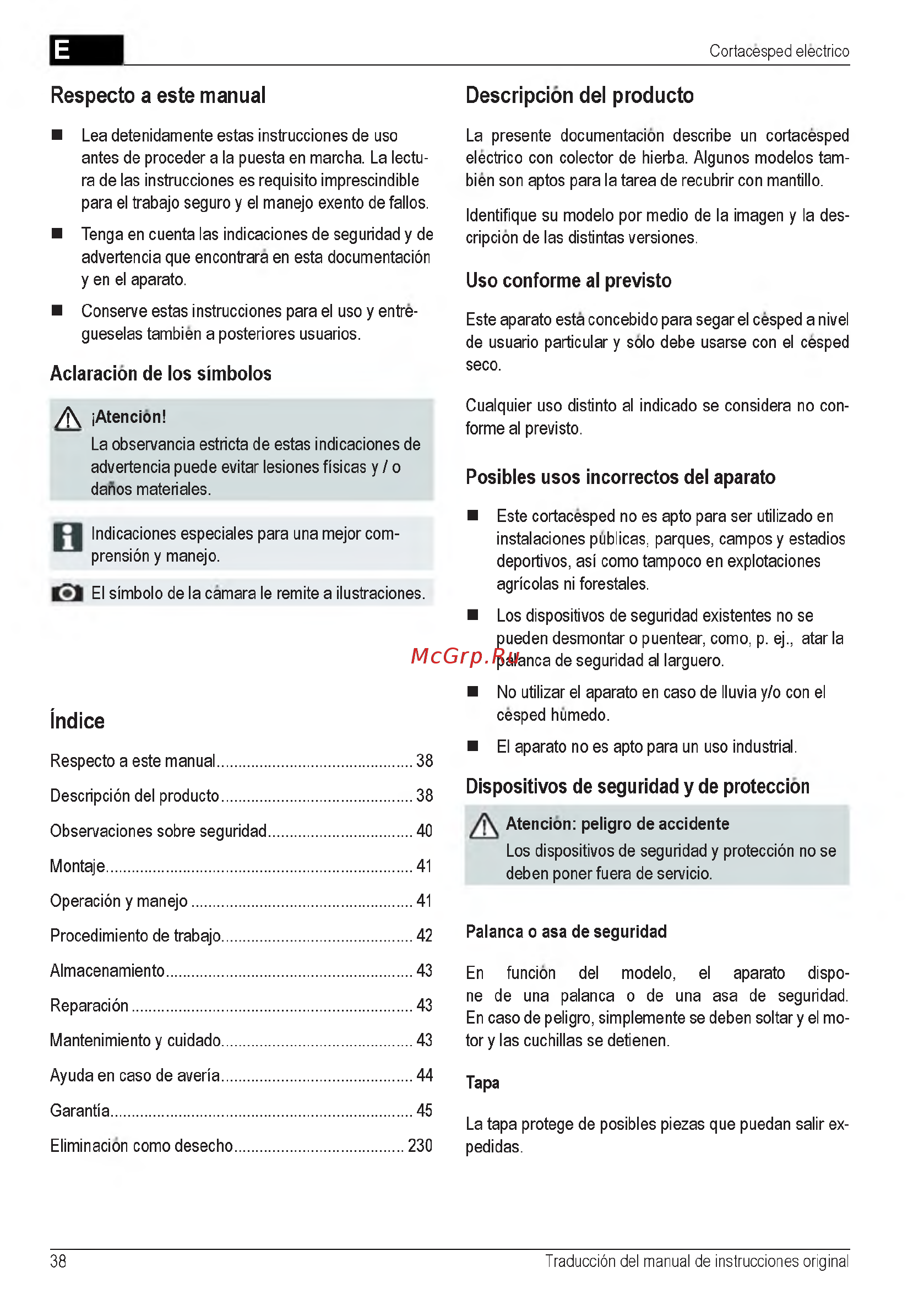 Al-Ko Comfort 40 E [38/232] Descripcion del producto