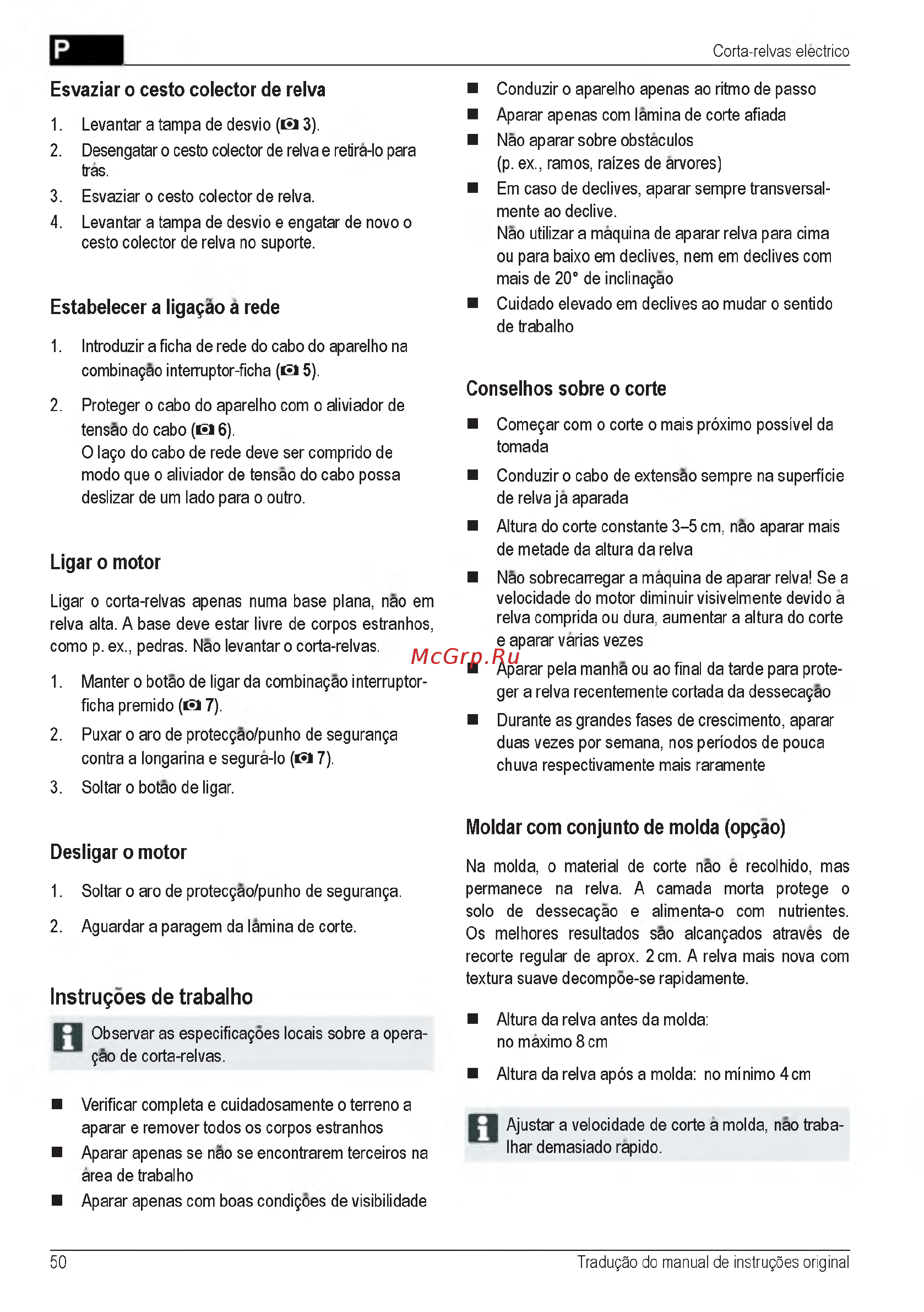 Al-Ko 112857 Comfort 34 E [50/232] Instrugoes de trabalho