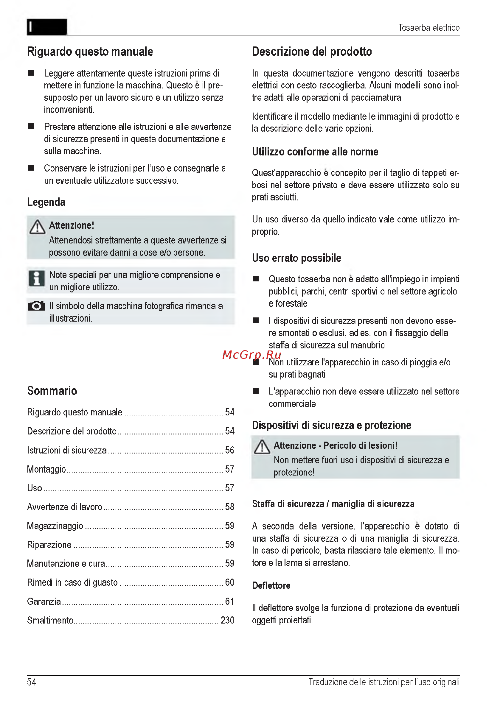 Al-Ko 112857 Comfort 34 E [54/232] Dispositivi di sicurezza e protezione