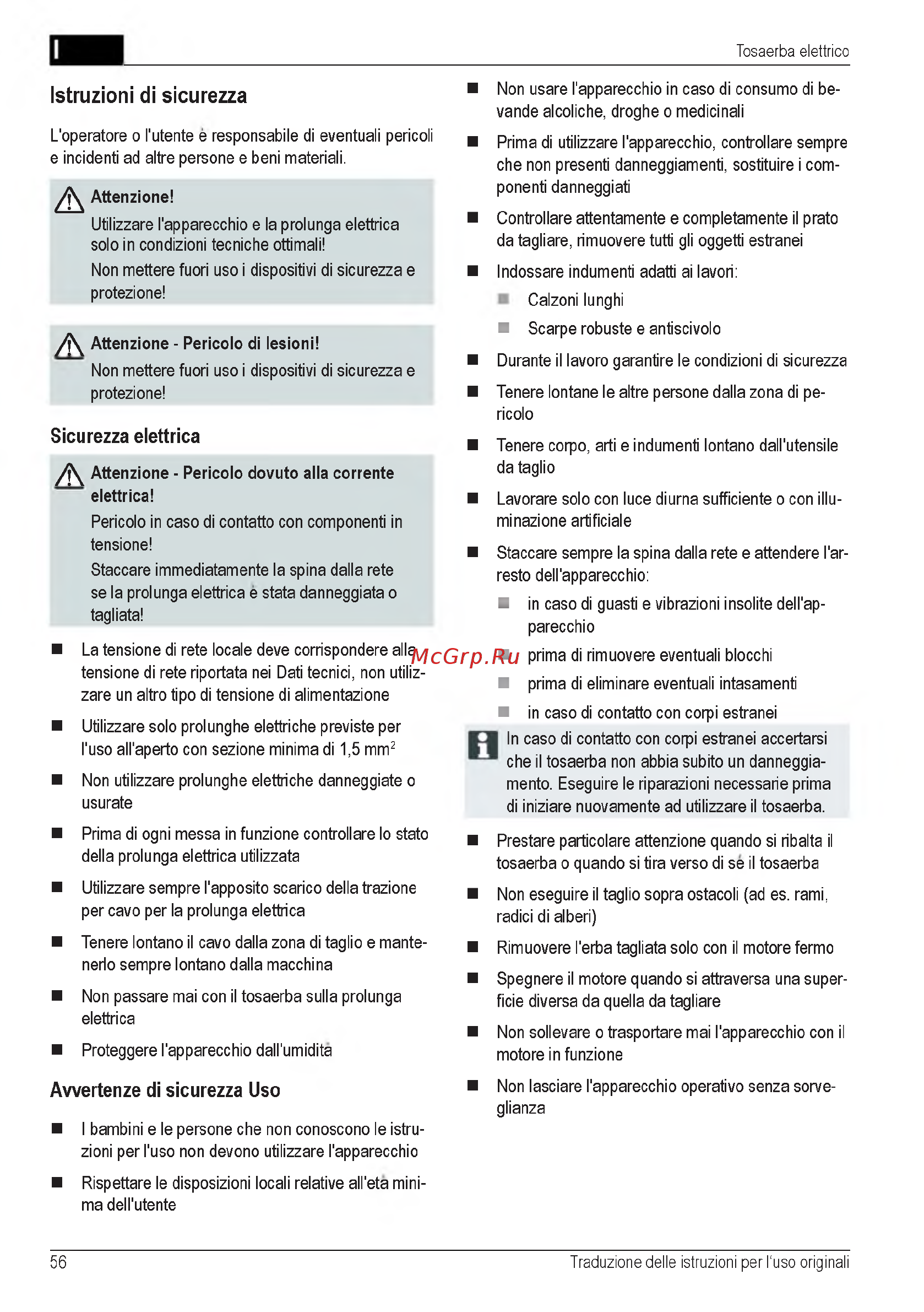 Al-Ko 40 E 112858 [56/232] Istruzioni di sicurezza