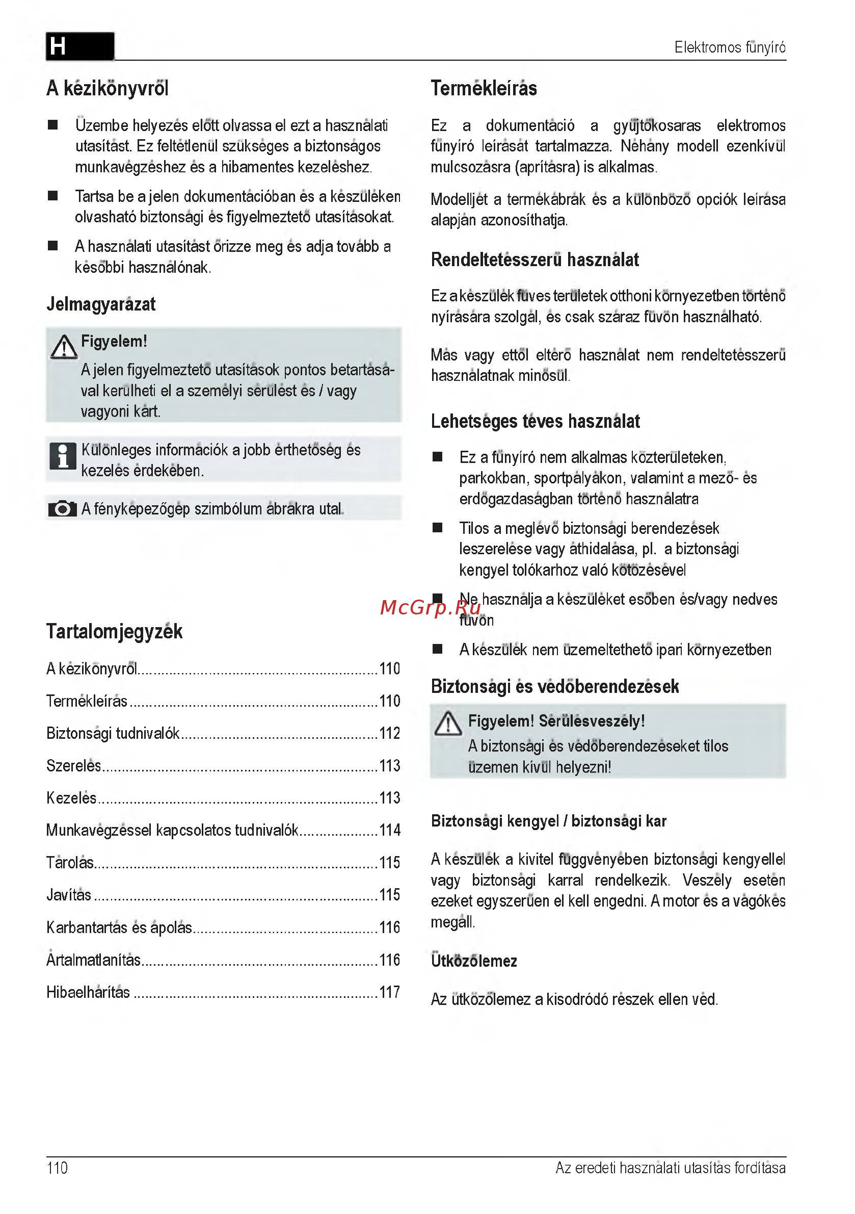 Al-Ko Classic 4.6 E [110/260] Biztonsagi es vedoberendezesek