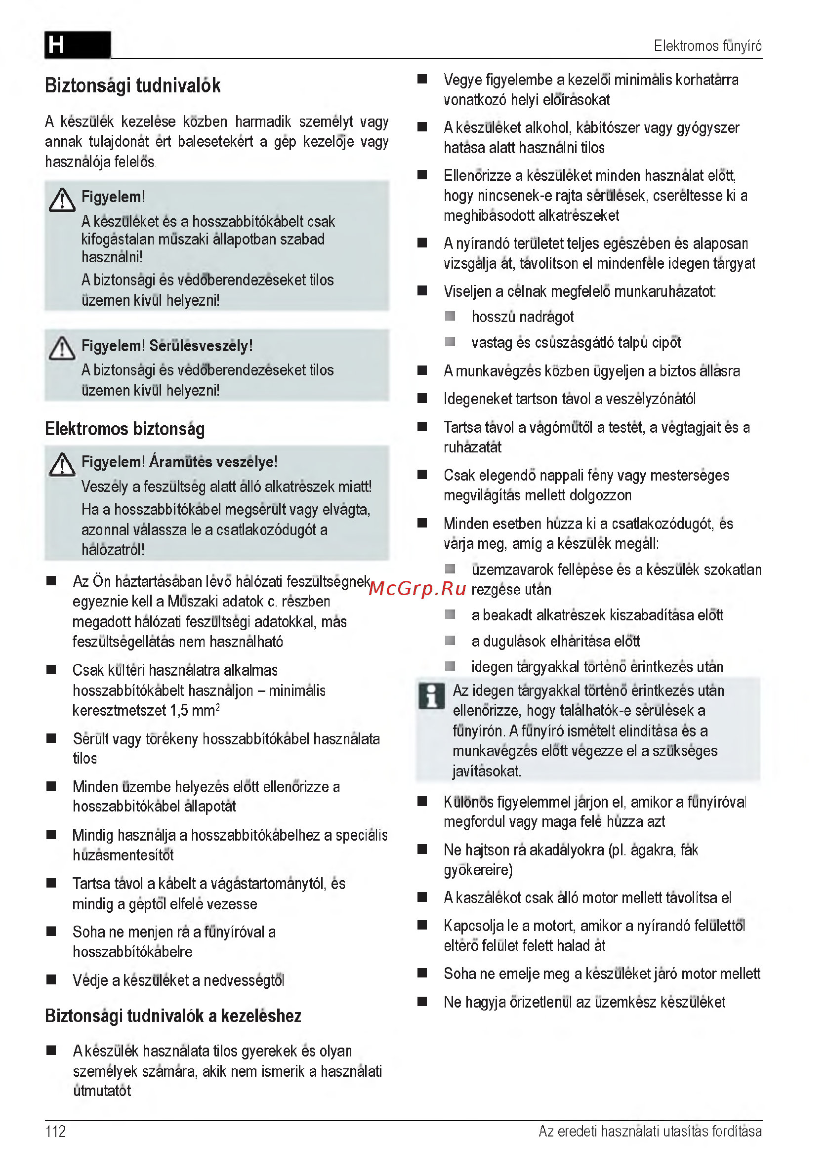 Al-Ko Powerline 4700 E [112/260] Biztonsagi tudnivalok a kezeleshez