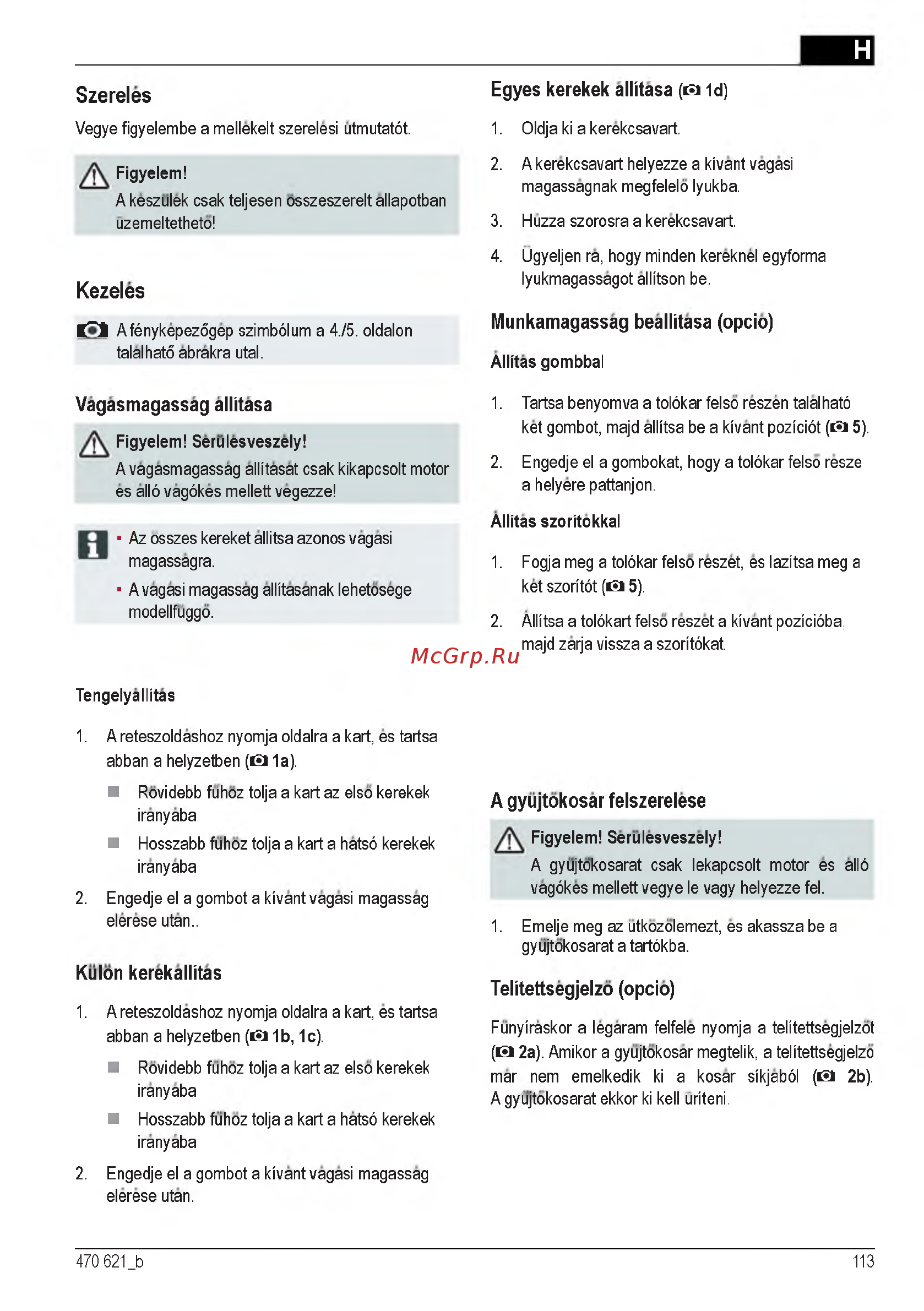 Al-Ko Powerline 4700 E [113/260] A gyujtokosar felszerelese