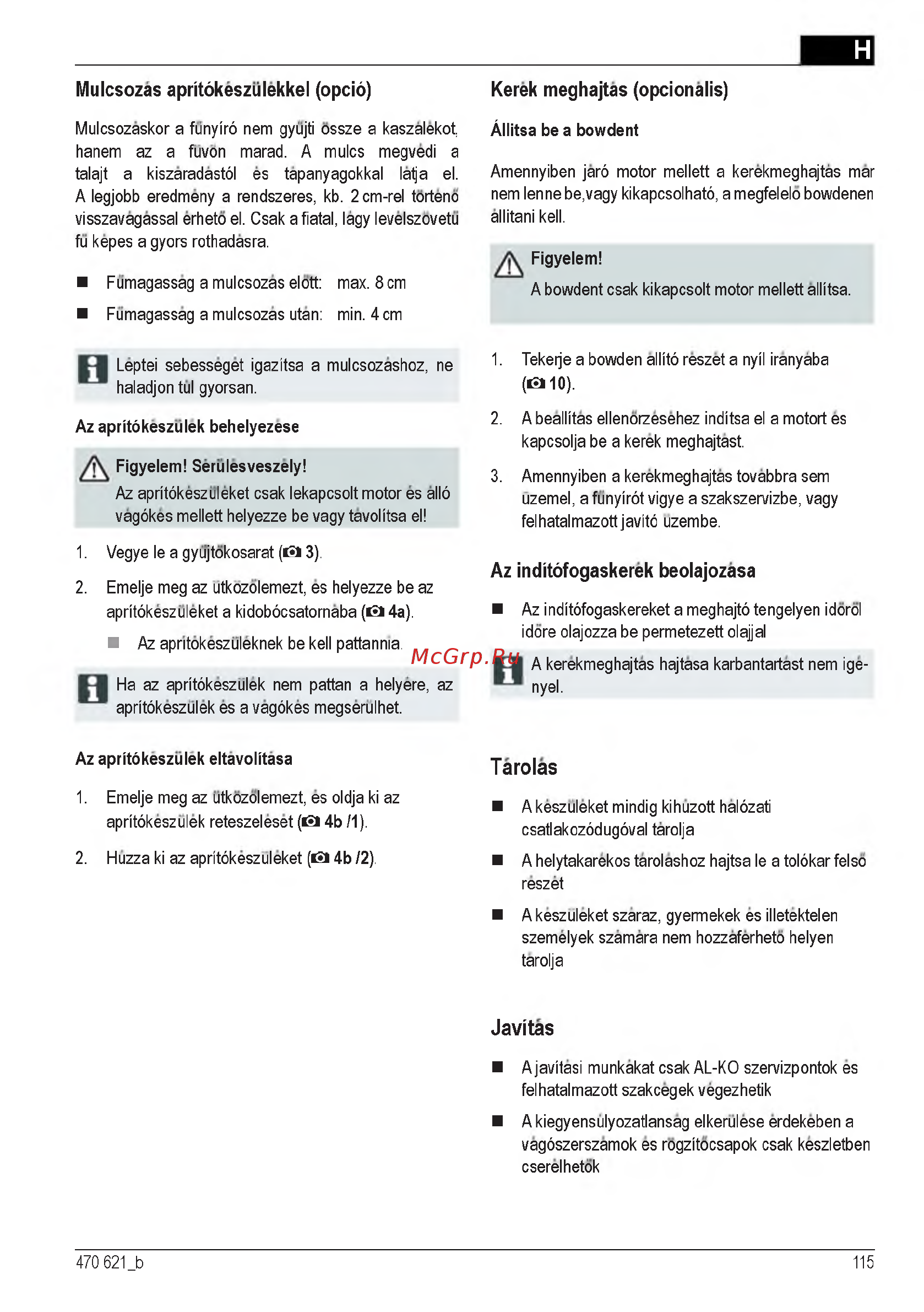 Al-Ko Powerline 4700 E [115/260] Az inditćfogaskerek beolajozasa