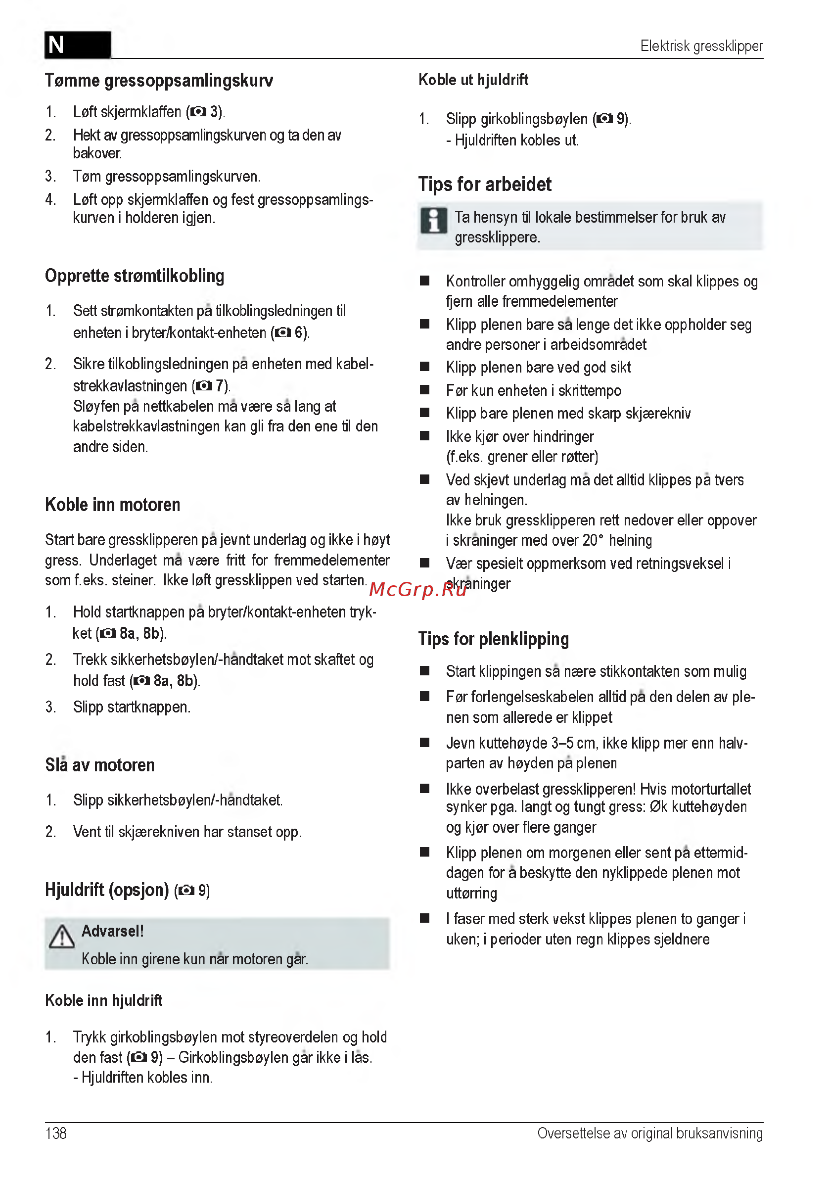 Al-Ko Powerline 4700 E [138/260] Tips for arbeidet