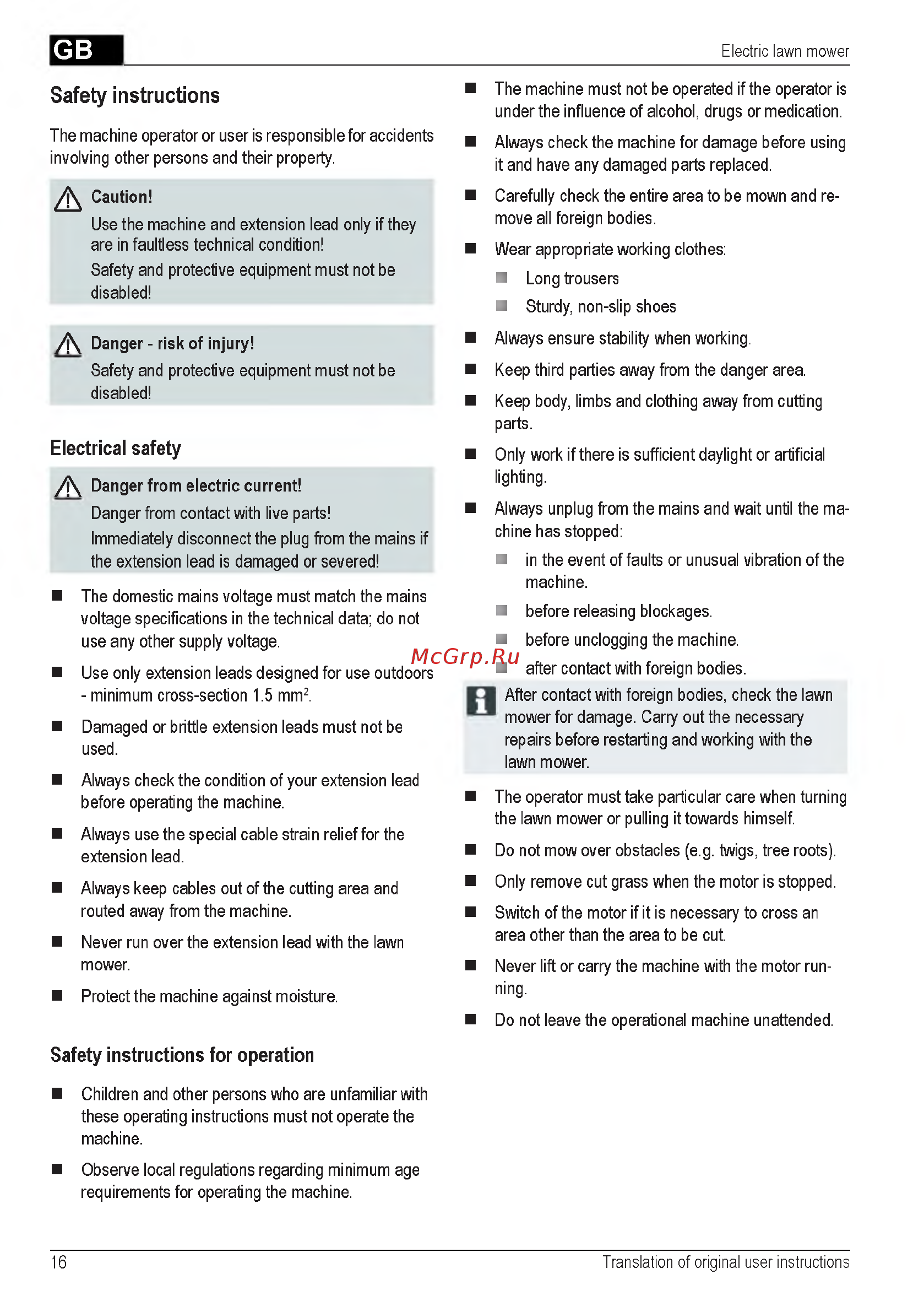 Al-Ko Classic 4.6 E [16/260] Electrical safety