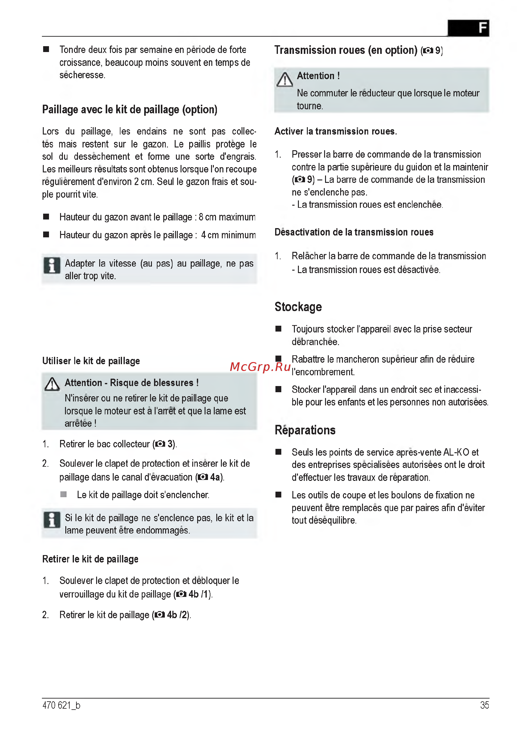 Al-Ko 121370 Classic 4.6 E [35/260] Paillage avec le kit de paillage option