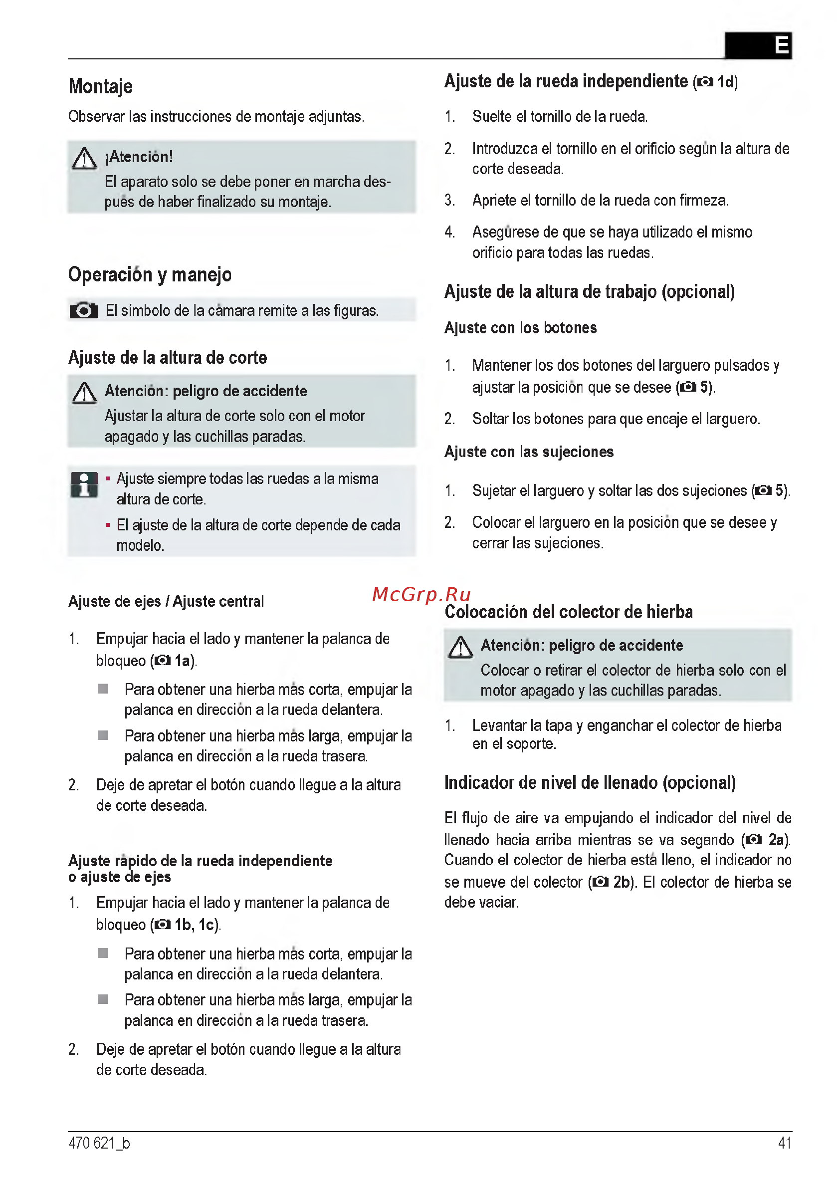 Al-Ko Classic 4.6 E [41/260] Ajuste de la altura de corte
