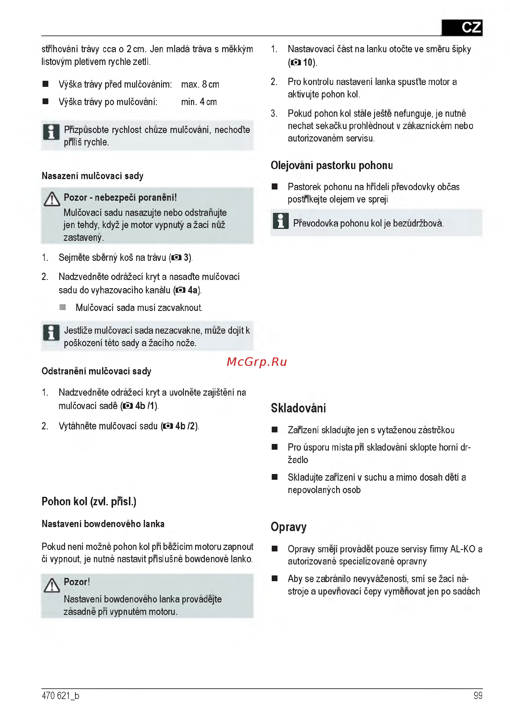 Al-Ko Powerline 4700 E [99/260] Olejovani pastorku pohonu