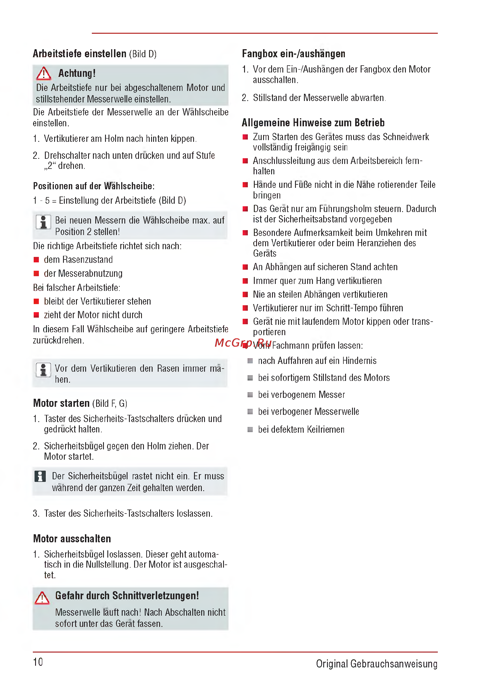 Al-Ko Combi Care 32.3 VLE Comfort [10/148] Achtung