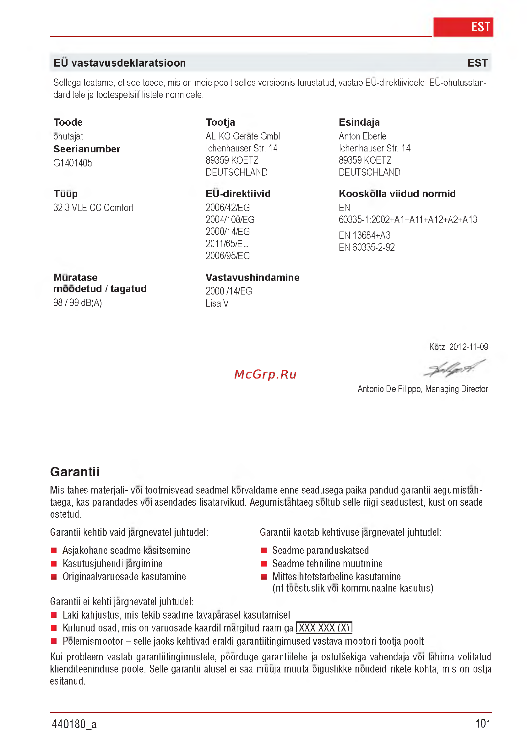 Al-Ko Combi Care 32.3 VLE Comfort [101/148] _a 101