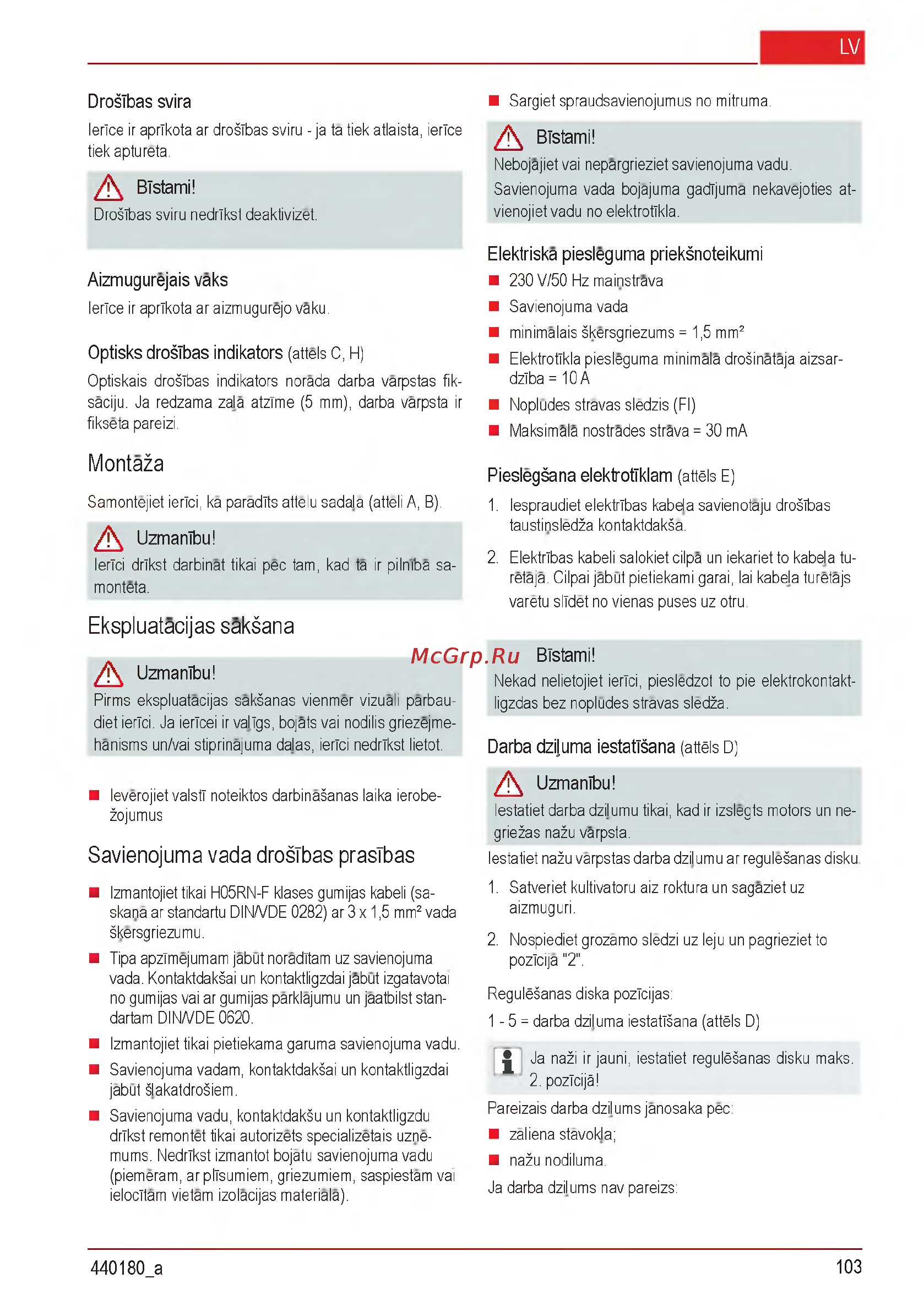 Al-Ko Combi Care 32.3 VLE Comfort [103/148] Ekspluatacijas sakšana