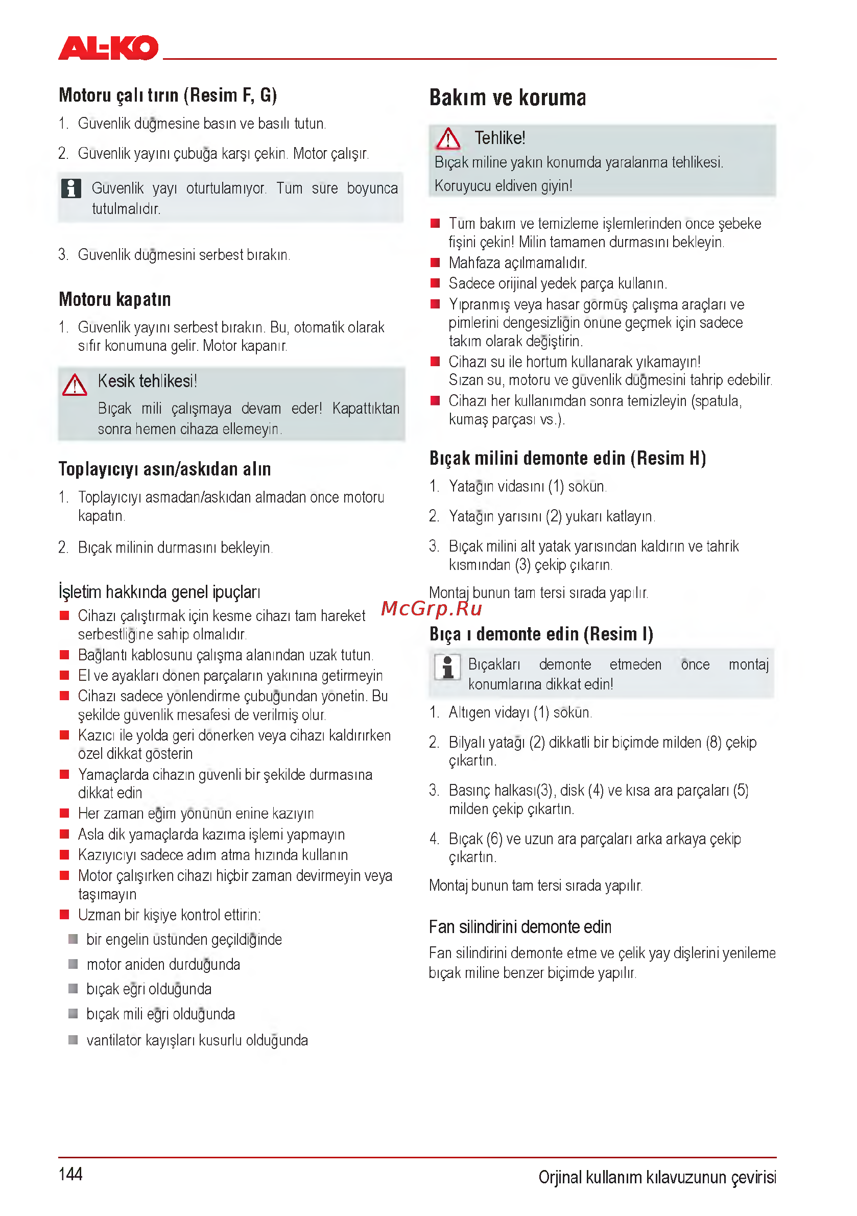 Al-Ko Combi Care 32.3 VLE Comfort [144/148] Bakim ve koruma