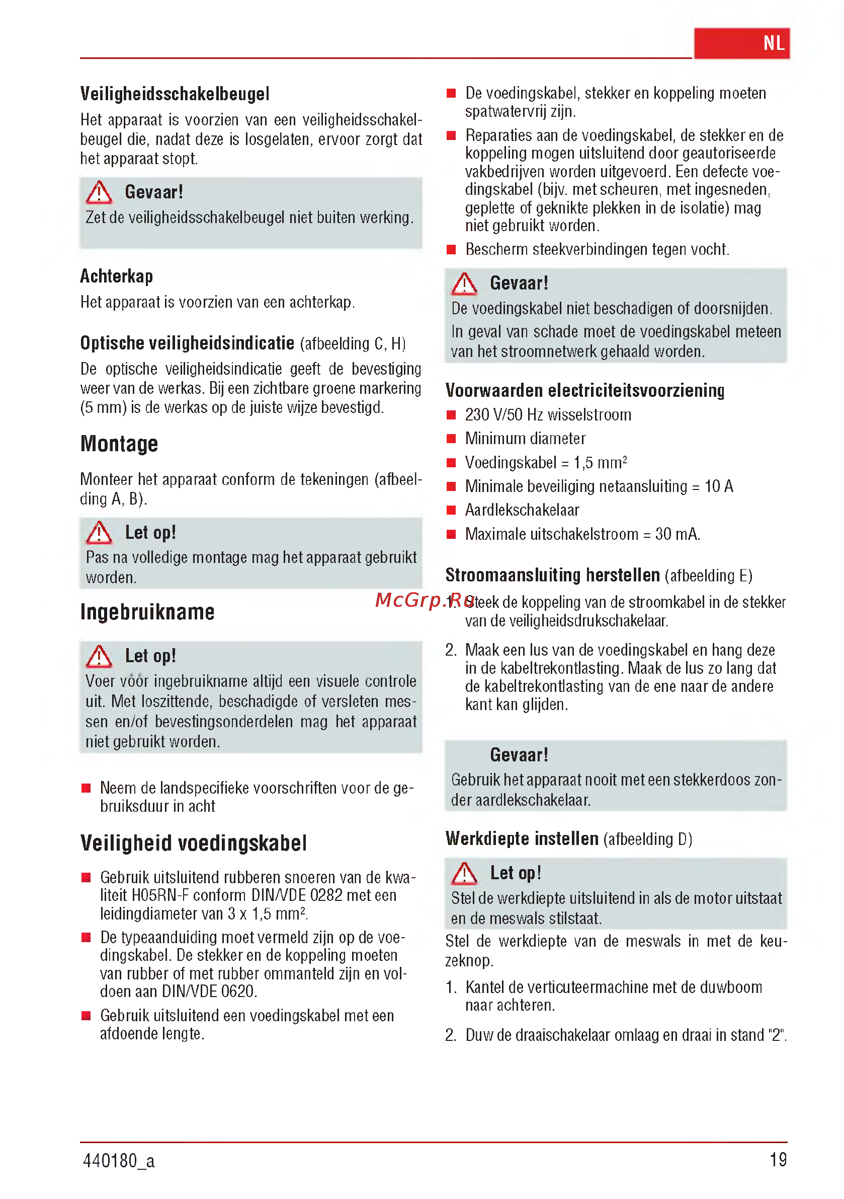Al-Ko Combi Care 32.3 VLE Comfort [19/148] Ingebruikname