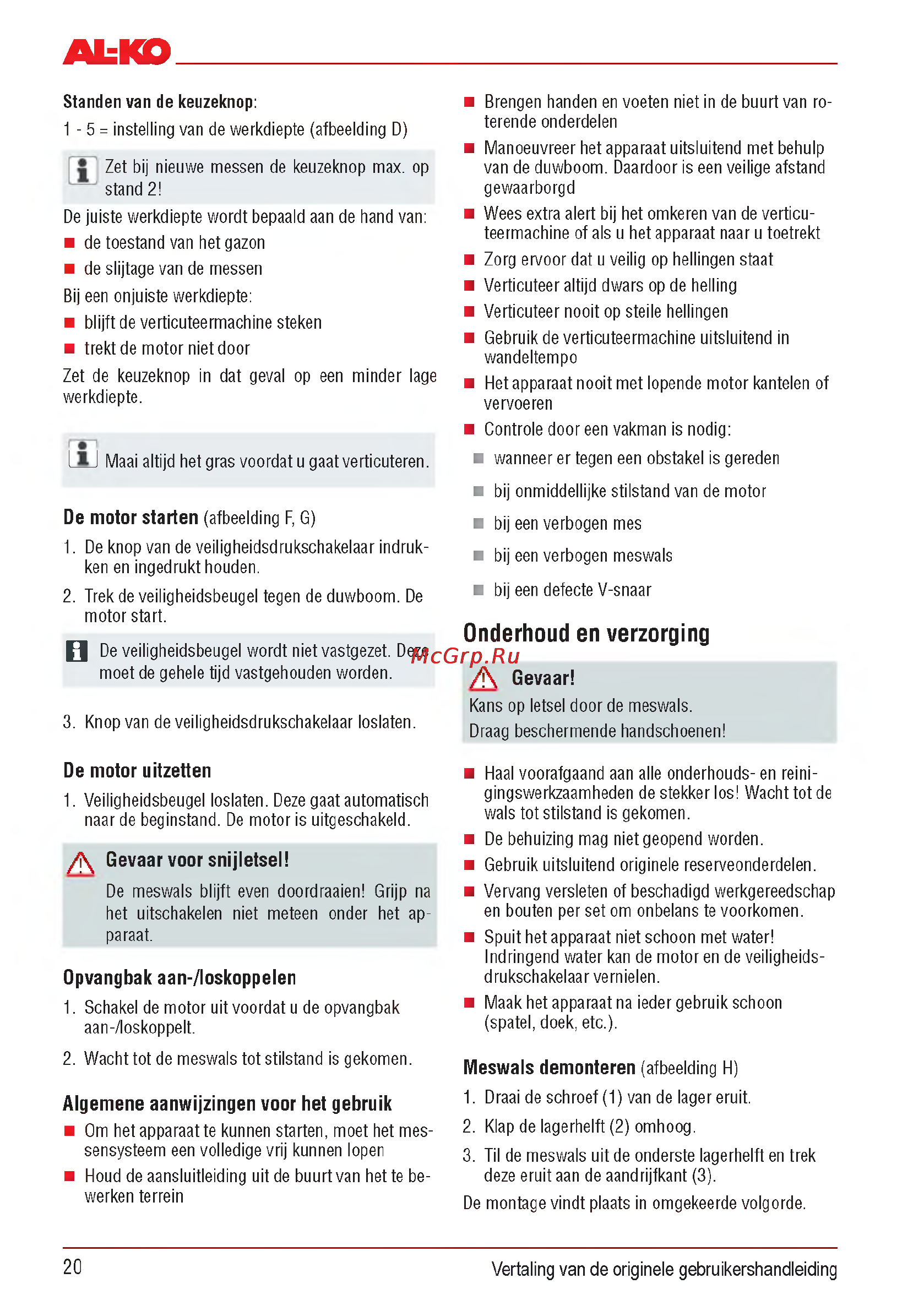 Al-Ko Combi Care 32.3 VLE Comfort [20/148] Onderhoud en verzorging