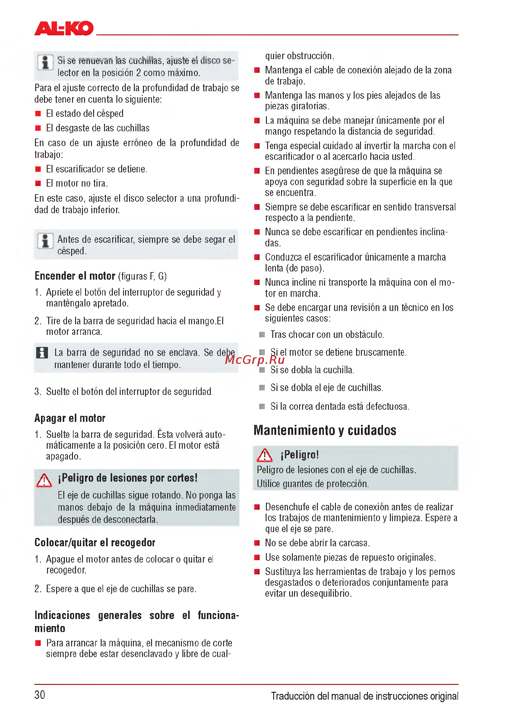 Al-Ko Combi Care 32.3 VLE Comfort [30/148] Mantenimiento y cuidados