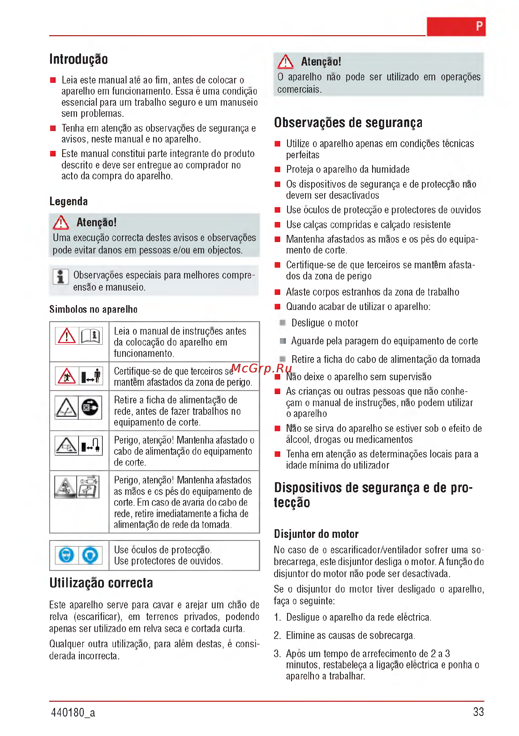 Al-Ko Combi Care 32.3 VLE Comfort [33/148] Dispositivos de seguranga e de pro tecgao