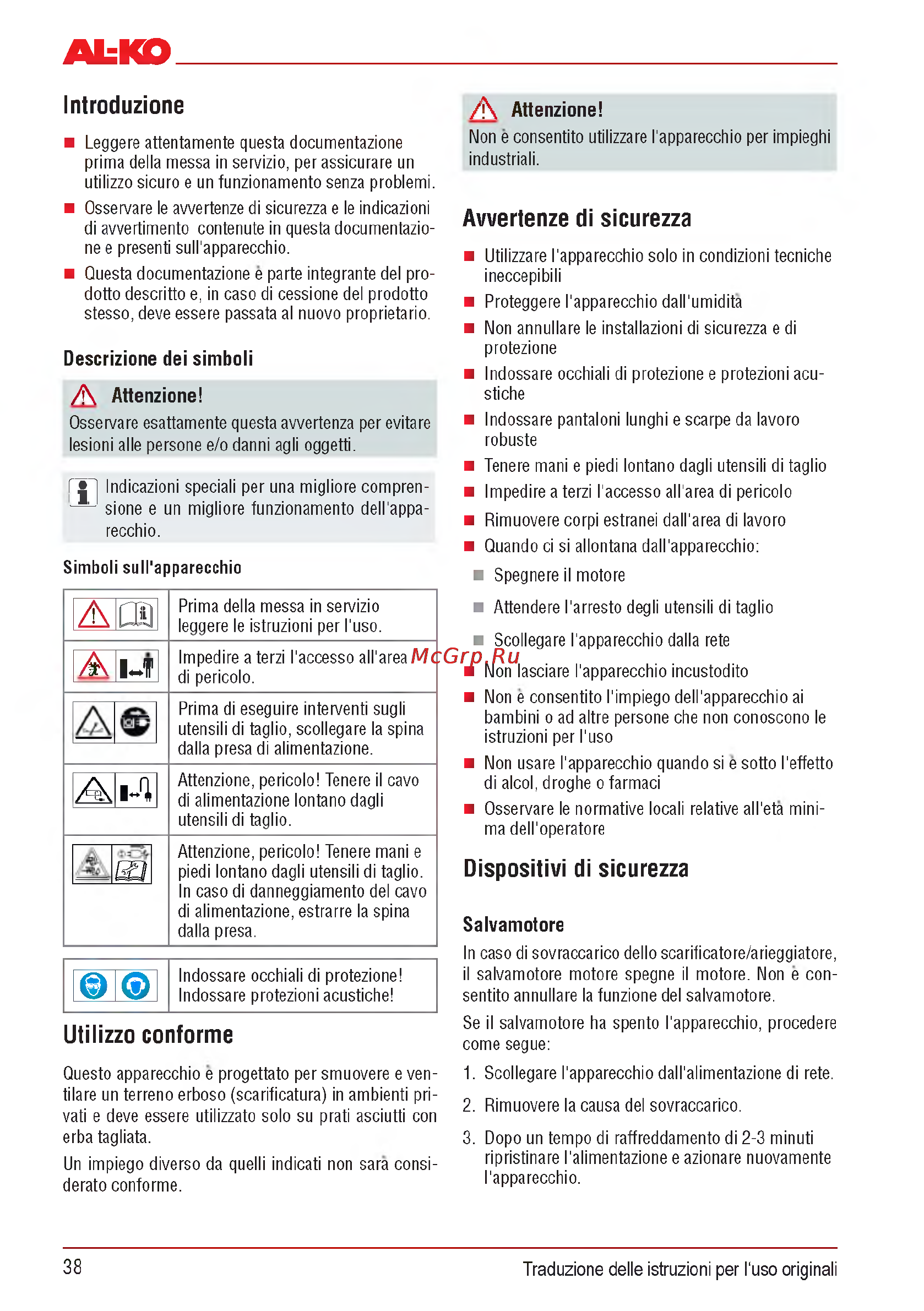 Al-Ko Combi Care 32.3 VLE Comfort [38/148] Avvertenze di sicurezza