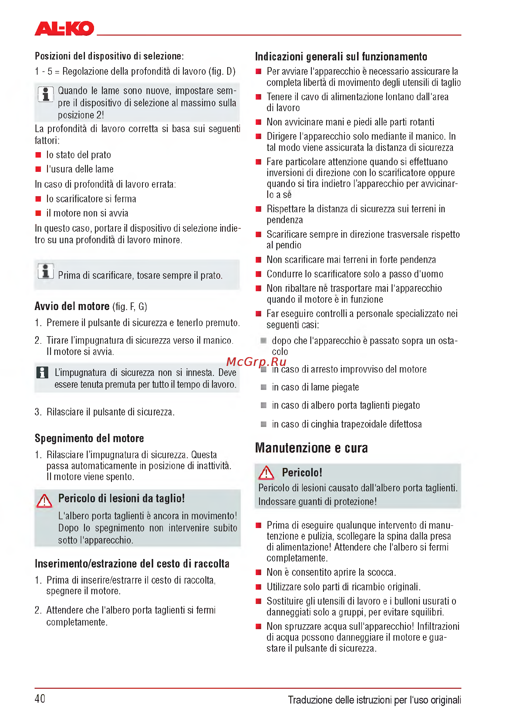 Al-Ko Combi Care 32.3 VLE Comfort [40/148] Manutenzione e cura