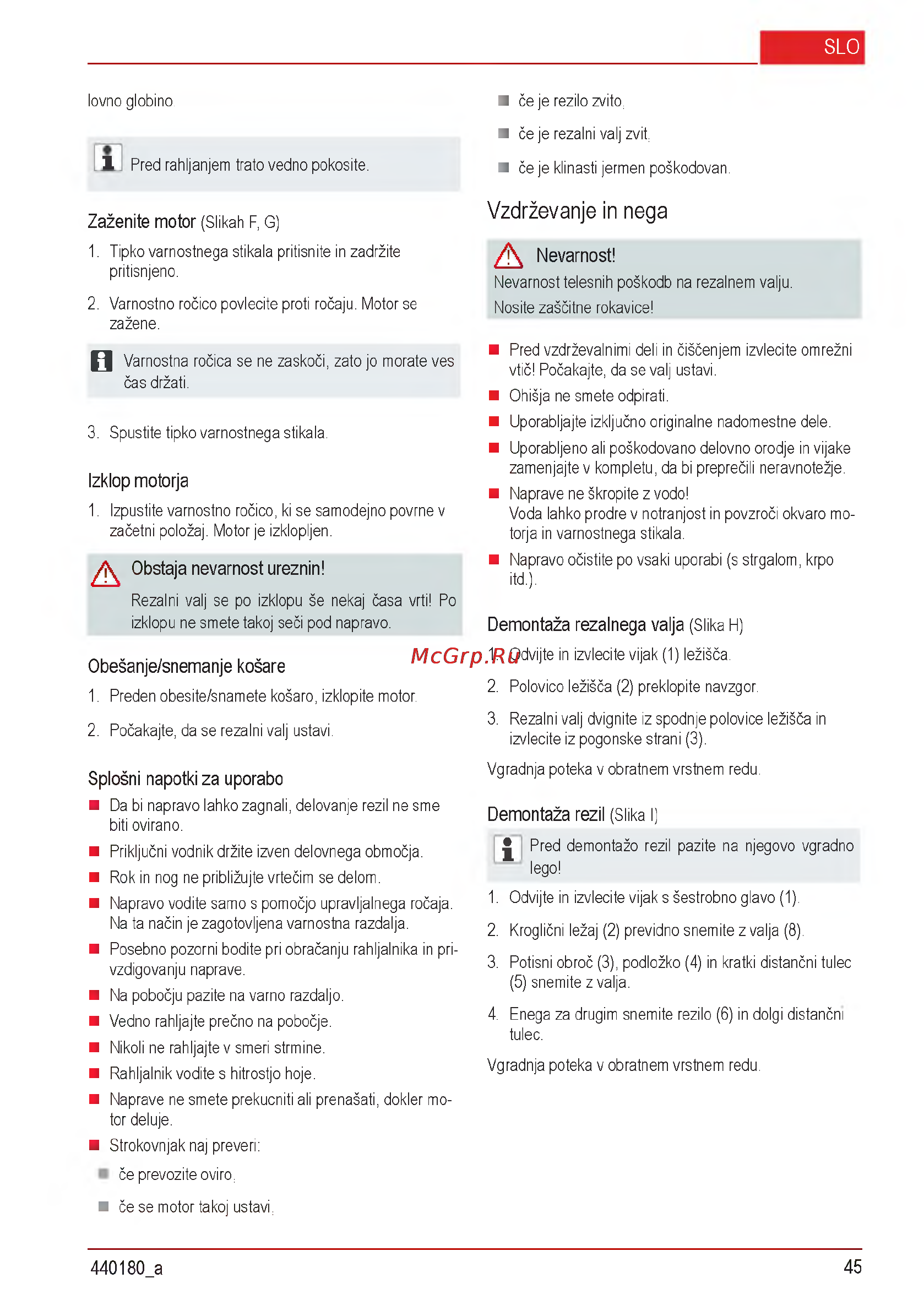 Al-Ko Combi Care 32.3 VLE Comfort [45/148] Vzdrževanje in nega
