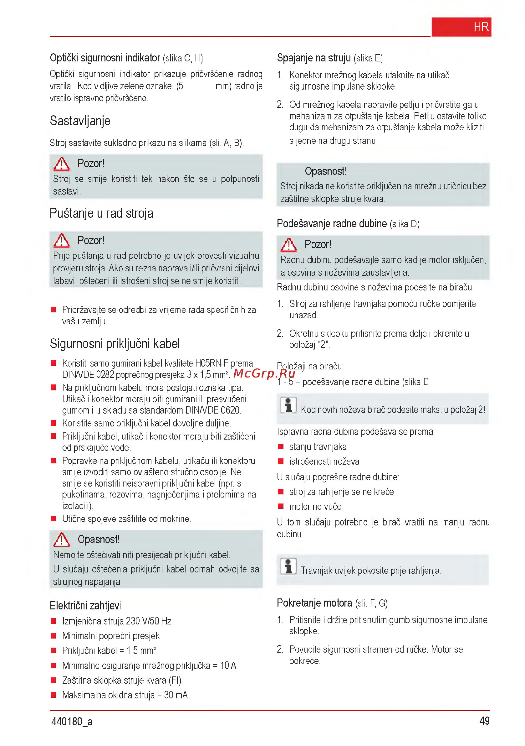 Al-Ko Combi Care 32.3 VLE Comfort [49/148] Puštanje u rad stroja