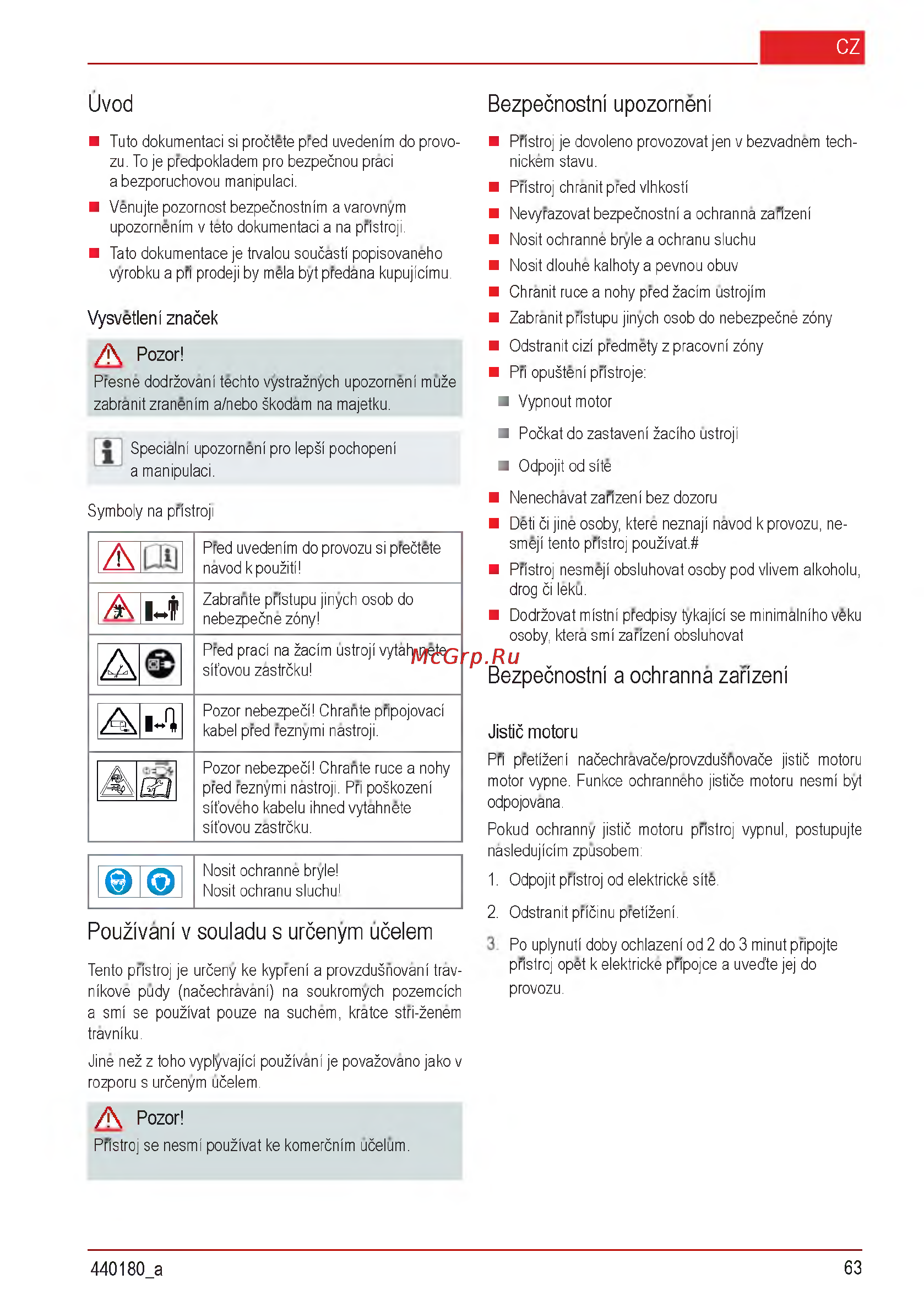 Al-Ko Combi Care 32.3 VLE Comfort [63/148] Bezpečnostni a ochranna zarizeni