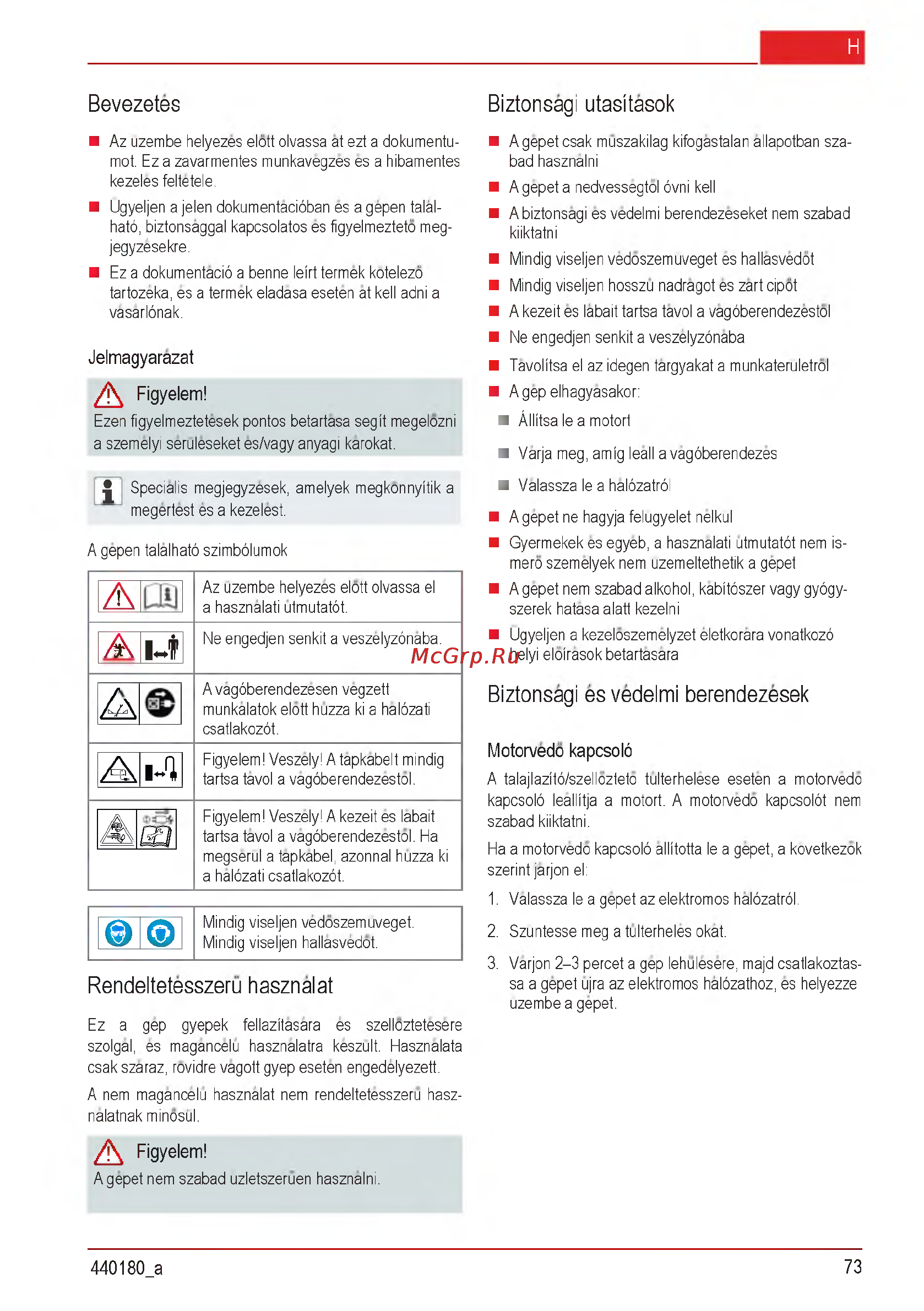Al-Ko Combi Care 32.3 VLE Comfort [73/148] Bevezetes biztonsagi utasitasok