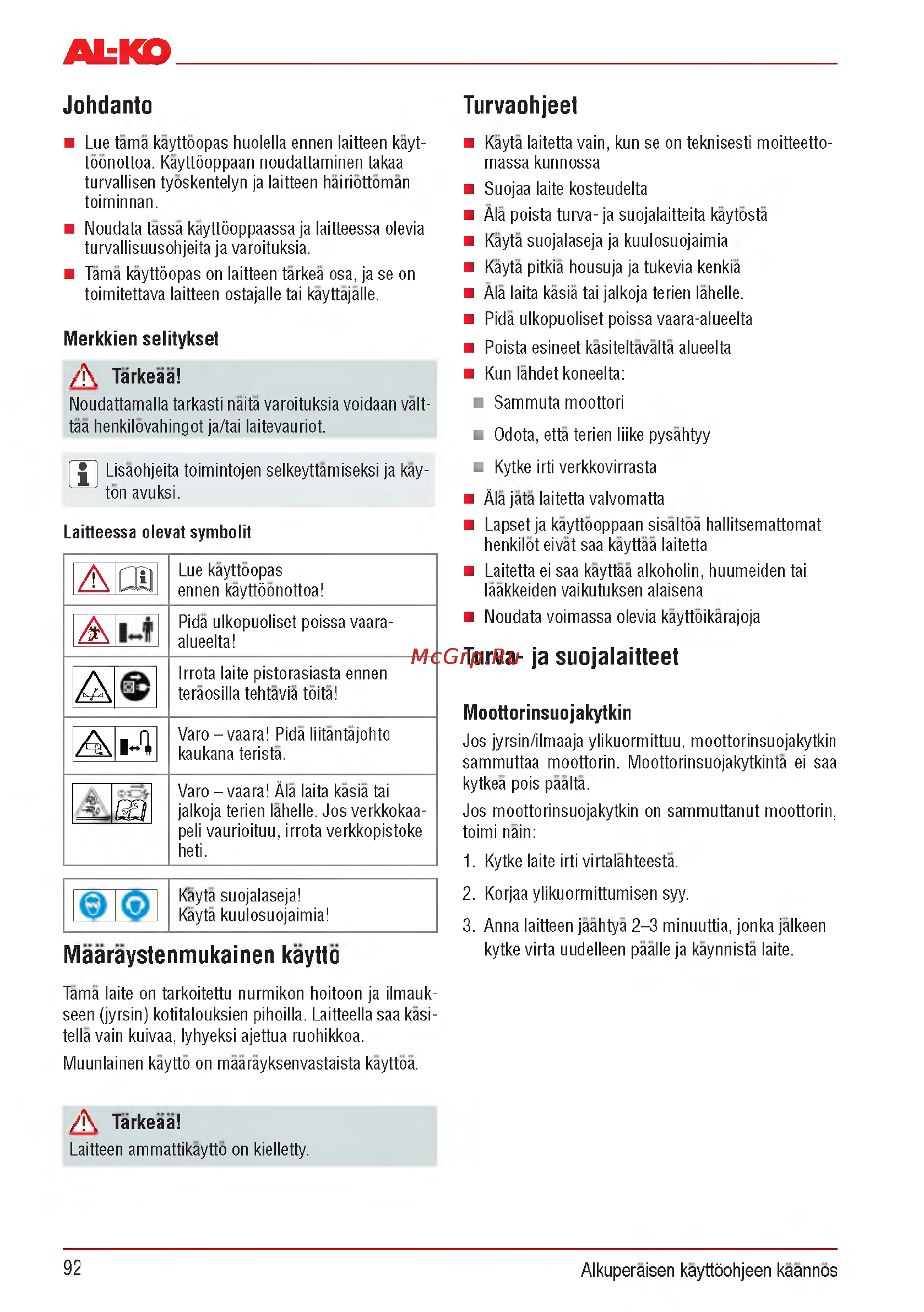 Al-Ko Combi Care 32.3 VLE Comfort [92/148] Johdanto