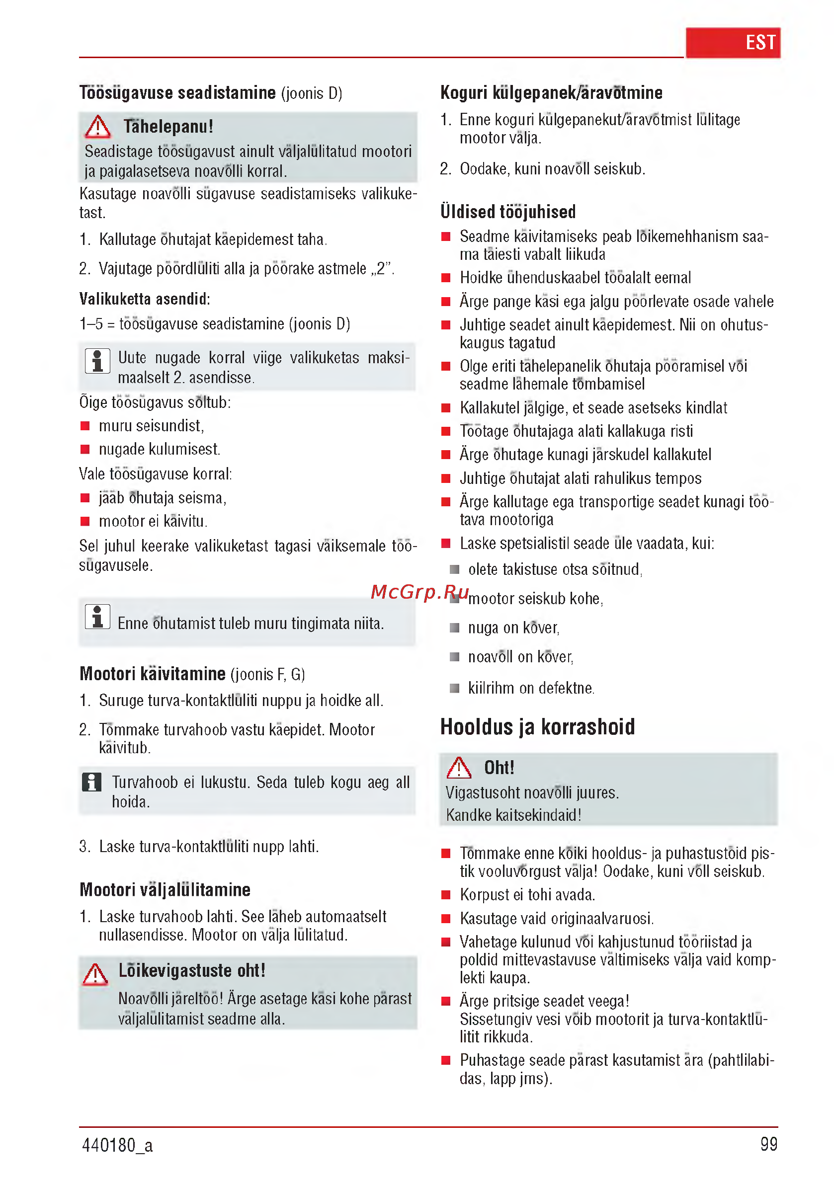 Al-Ko Combi Care 32.3 VLE Comfort [99/148] Hooldus ja korrashoid