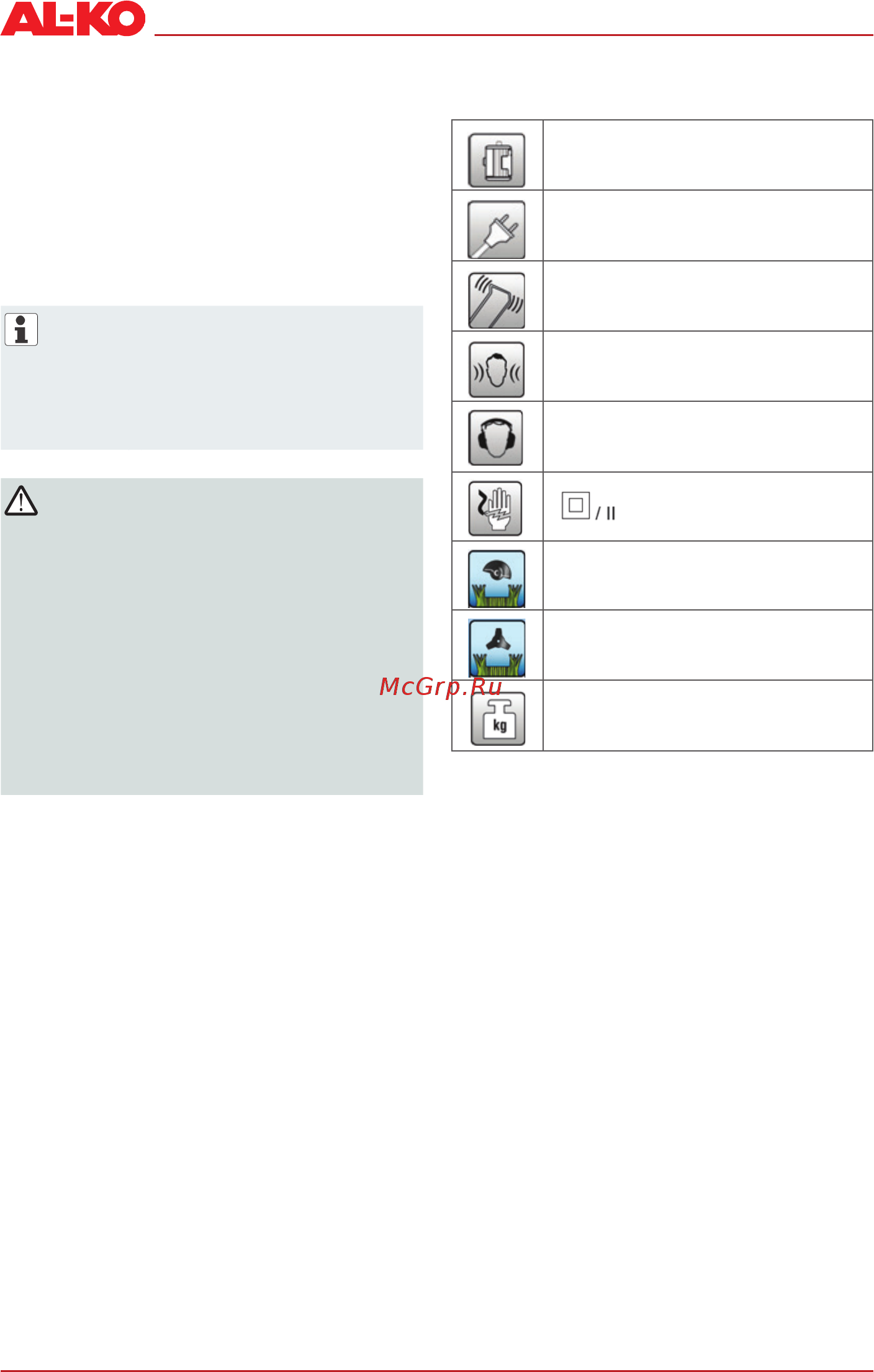 Al-Ko BC 1200 E [118/186] Tekniske data