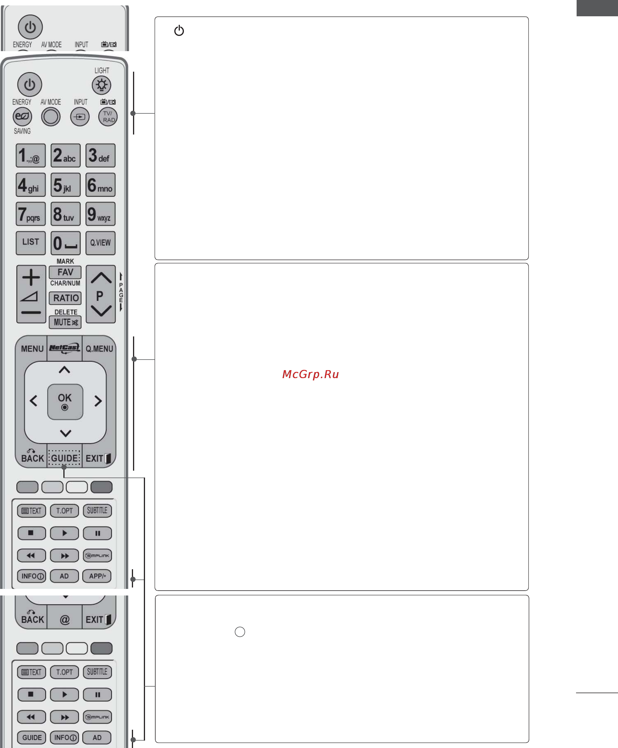 LG 55LD650 [13/275] Функции клавиш пульта дистанционного управления