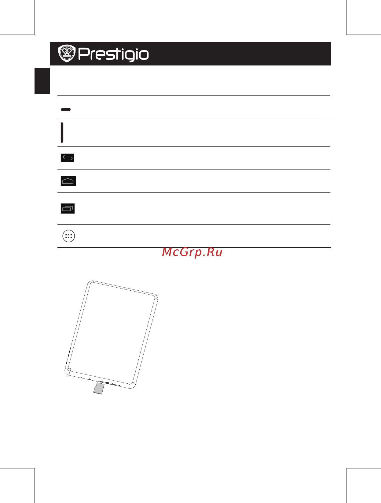 Prestigio MultiPad 4 Quantum 10.1 PMP5101C QUAD [130/154] Tlačidlá