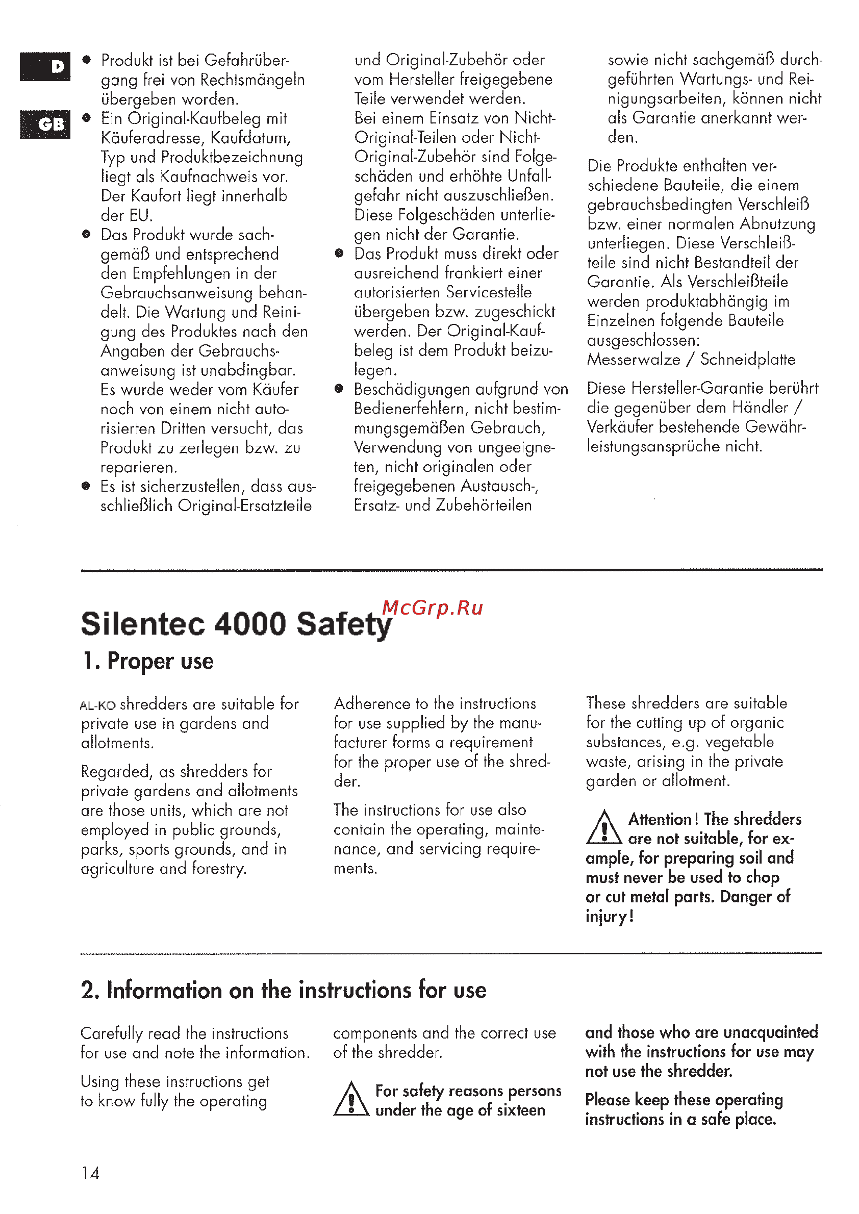Al-Ko Silentec 4000 Safety [14/64] Seite14